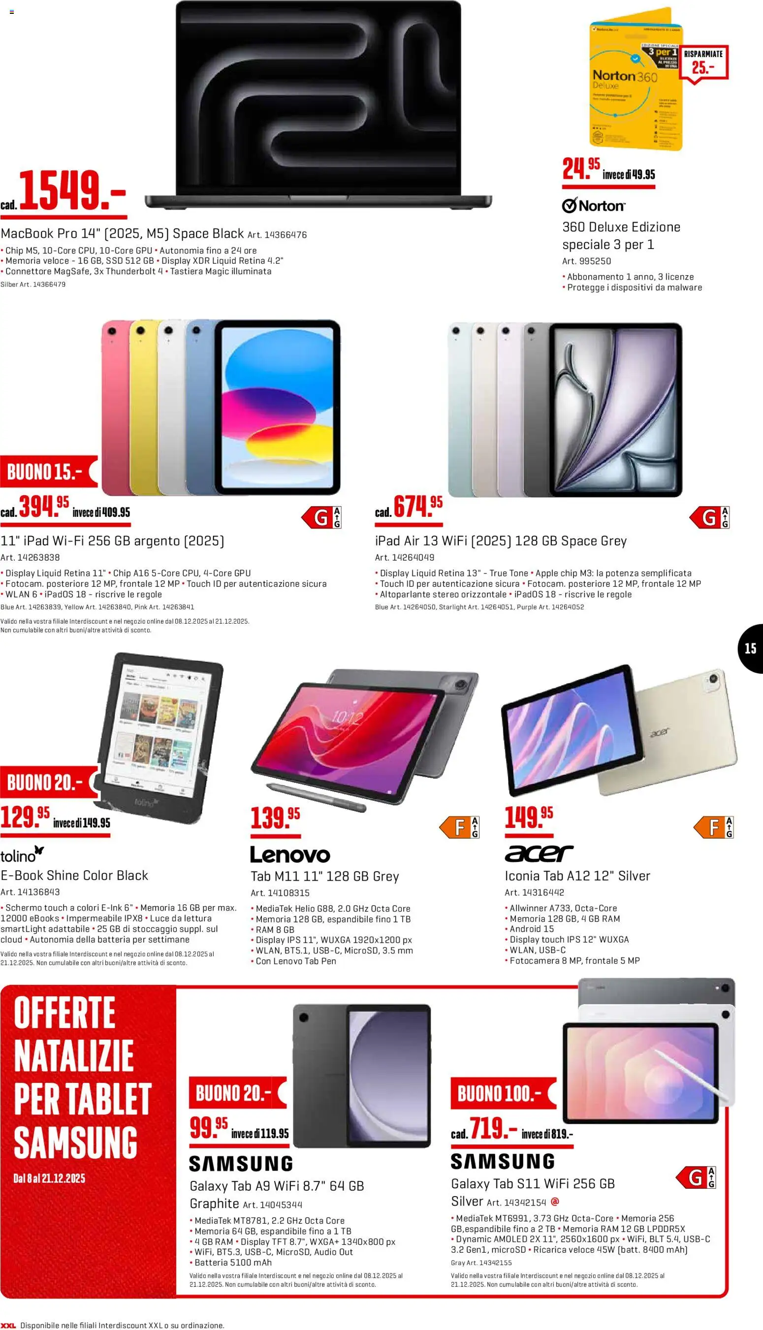 Interdiscount Aktionen IT – gültig ab 08.12.2025 | Seite: 15 | Produkte: Tablet, Apple, Ipad, Lenovo