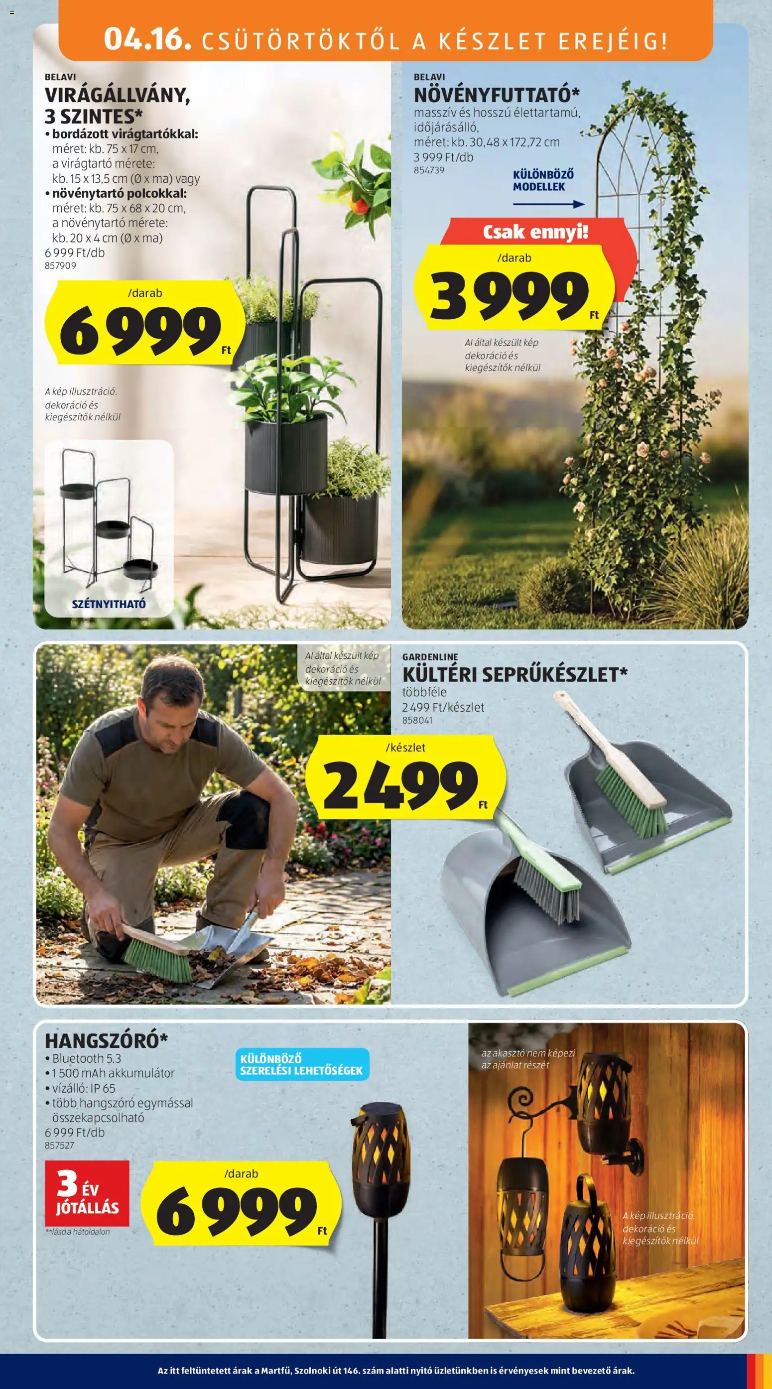 Aldi akciós ujság - amely érvényes a következő dátumtól: 16.04.2026 | Oldal: 7 | Termékek: Virágtartó, Hangszóró, Akkumulátor, Dekoráció