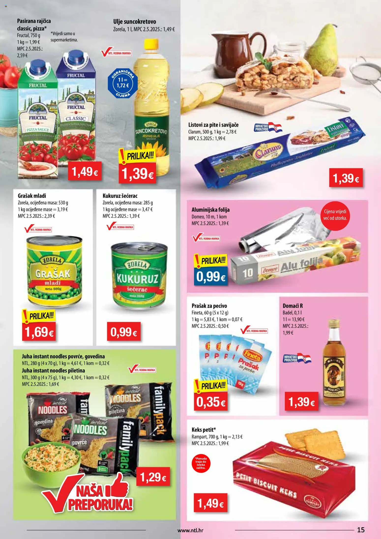 NTL katalog | vrijedi od 22.10.2025 | Stranica: 15 | Proizvodi: Prašak za pecivo, Ulje, Piletina, Povrće
