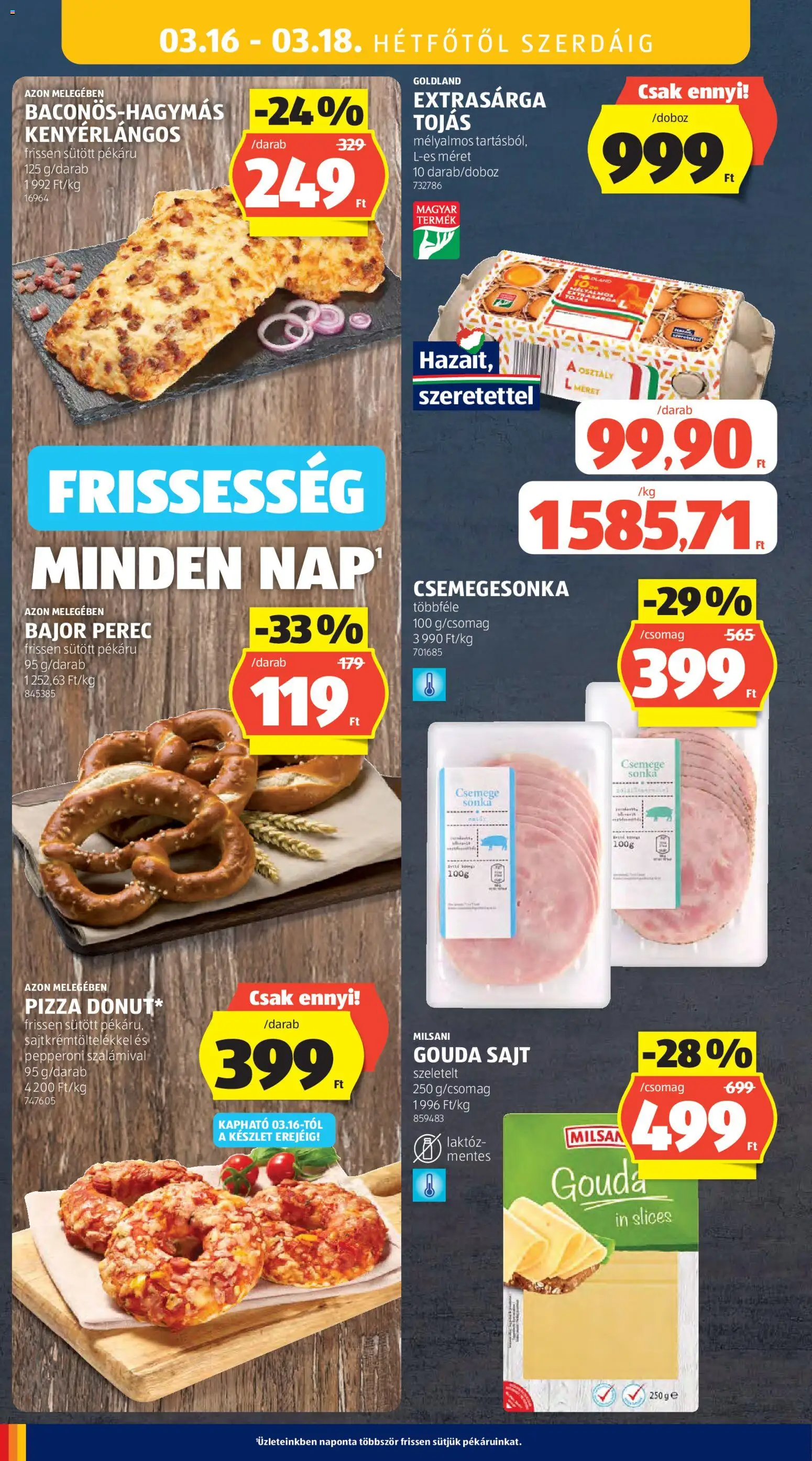 Aldi akciós ujság - amely érvényes a következő dátumtól: 12.03.2026 | Oldal: 50 | Termékek: Gouda, Sonka, Sajt, Tojás