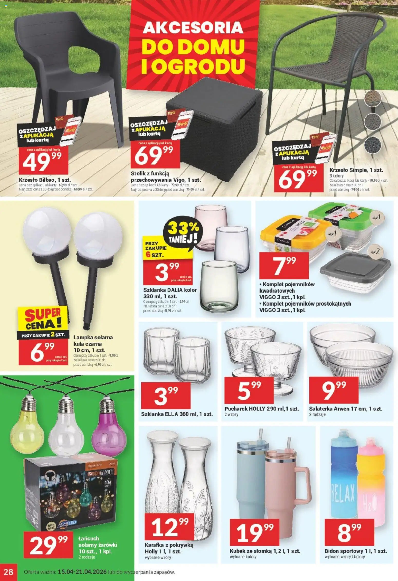 Twój Market gazetka od 15.04.2026 | Strona: 28 | Produkty: Szklanka, Karta, Krzesło, Żarówki