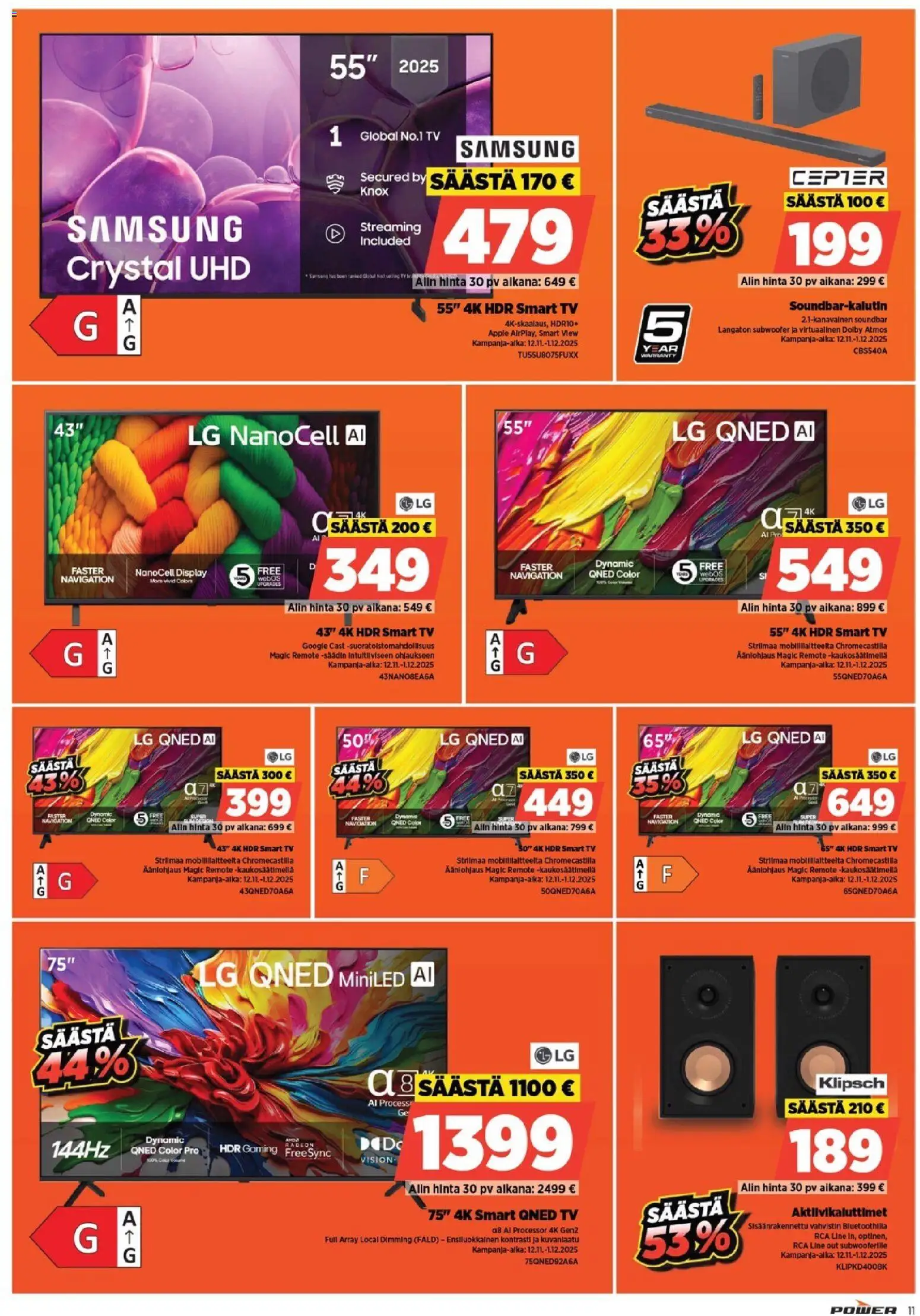 Power - Black Friday – voimassa 12.11.2025 alkaen | Sivu: 11 | Tuotteet: Soundbar, TV