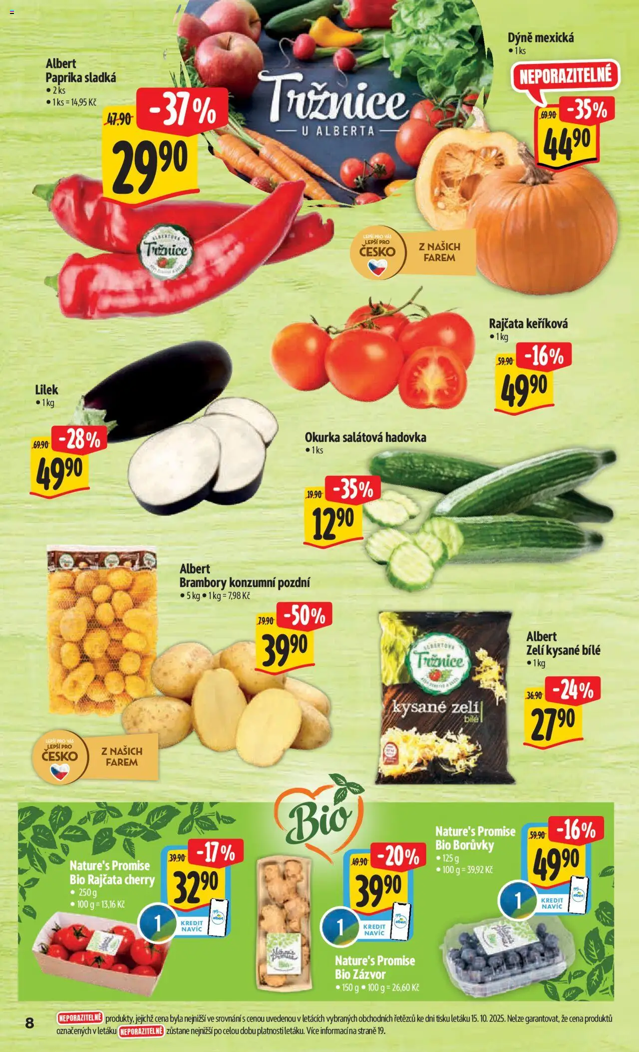 Albert leták - Hypermarket od 22.10.2025 | Strana: 15 | Produkty: Zelí, Lilek, Borůvky, Kysané zelí