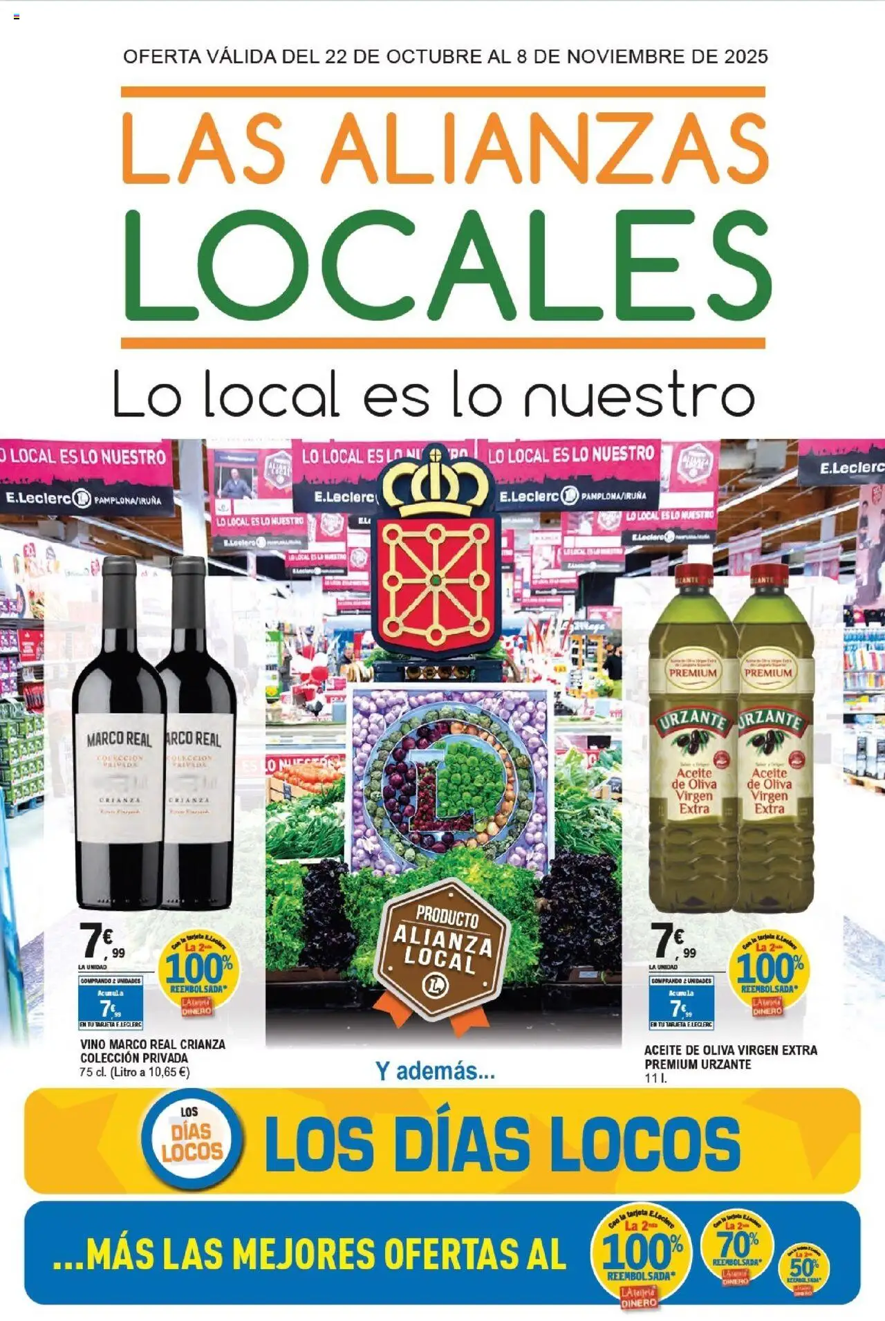 E.Leclerc folleto │ válido desde el 22.10.2025 | Página: 1 | Productos: Aceite, Vino, Aceite de oliva, Aceite de oliva virgen extra