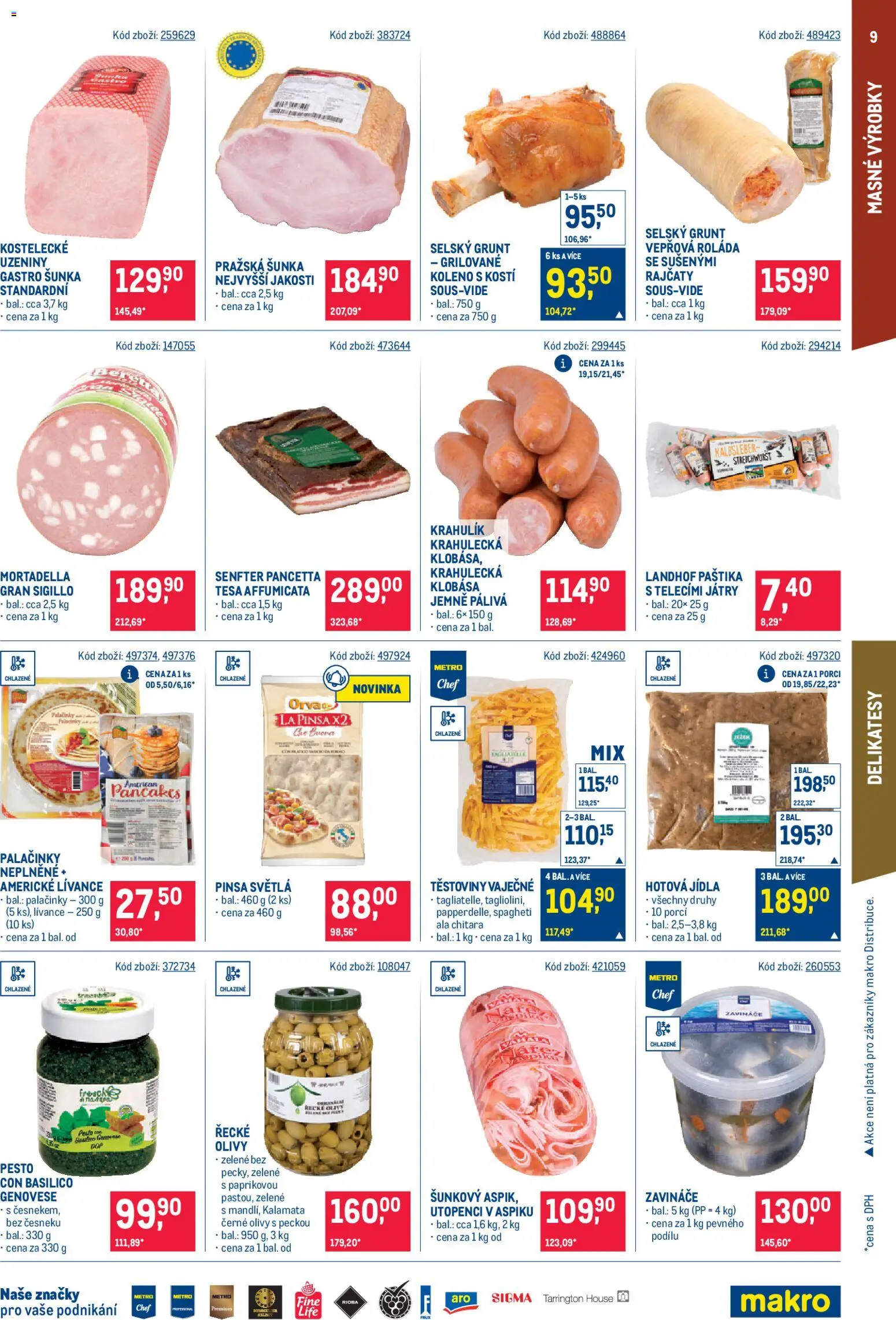 Makro leták - Gastronomie od 11.02.2026 | Strana: 9 | Produkty: Těstoviny, Klobása, Pesto, Mortadella