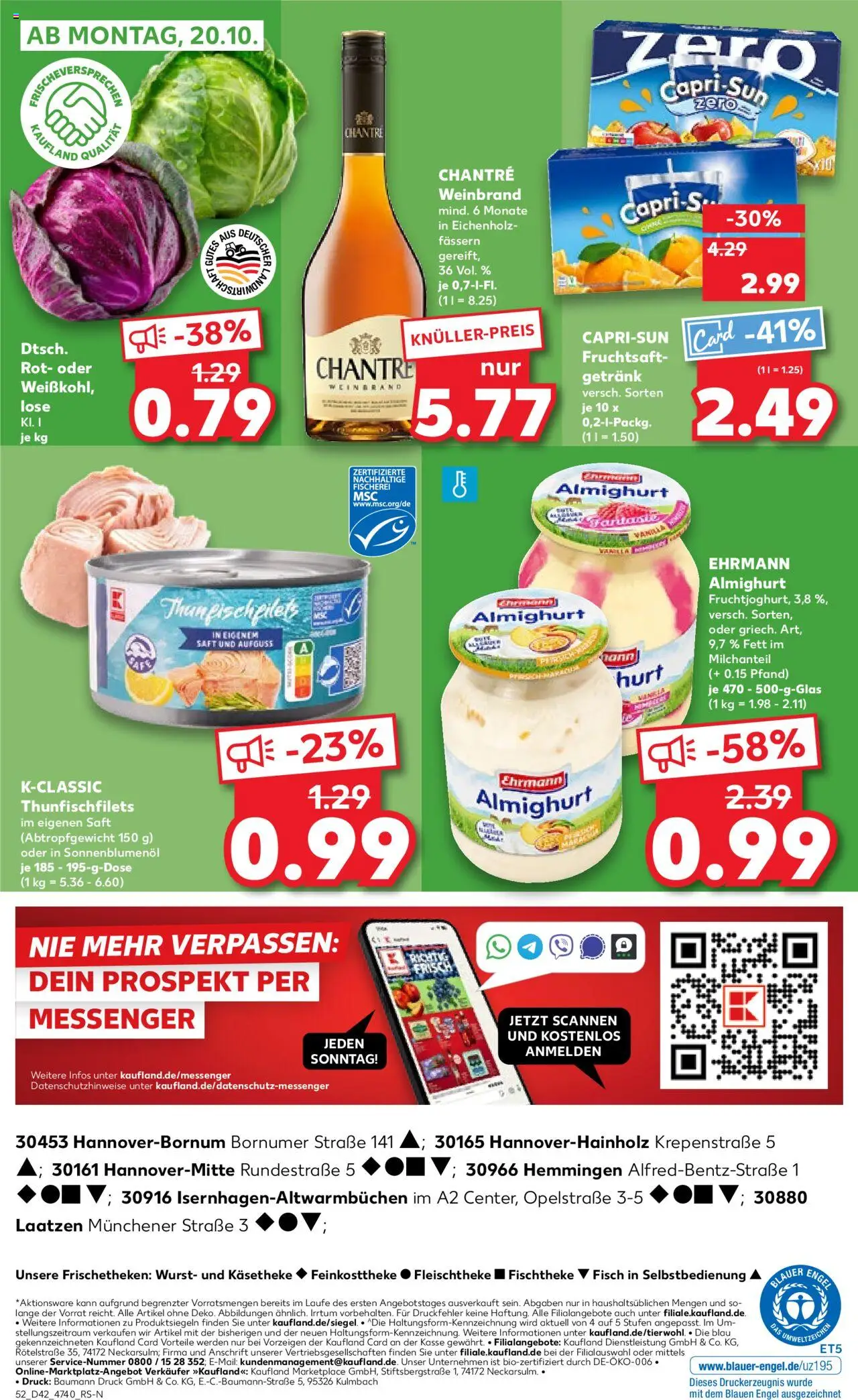 Kaufland prospekt Hannover	 – gültig ab 16.10.2025 | Seite: 52 | Produkte: Ehrmann almighurt, Fisch, Saft, Fruchtsaft