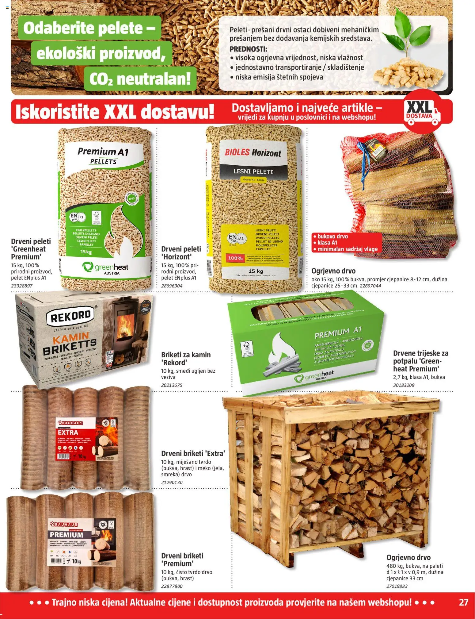 Bauhaus katalog | vrijedi od 01.12.2025 | Stranica: 27 | Proizvodi: Drveni briketi, Peleti, Kamin, Briketi