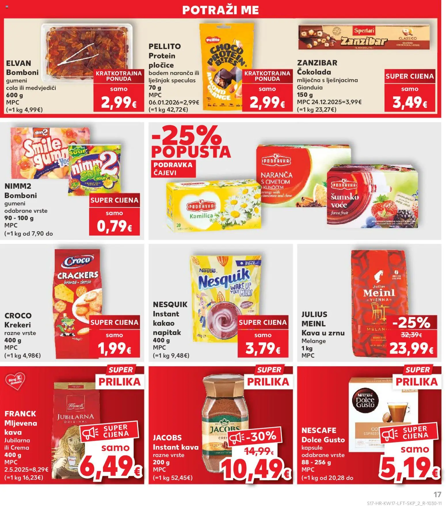 Kaufland HR akciós ujság - amely érvényes a következő dátumtól: 22.04.2026 | Oldal: 17 | Termékek: Dolce Gusto, Nescafé, Protein, Cola