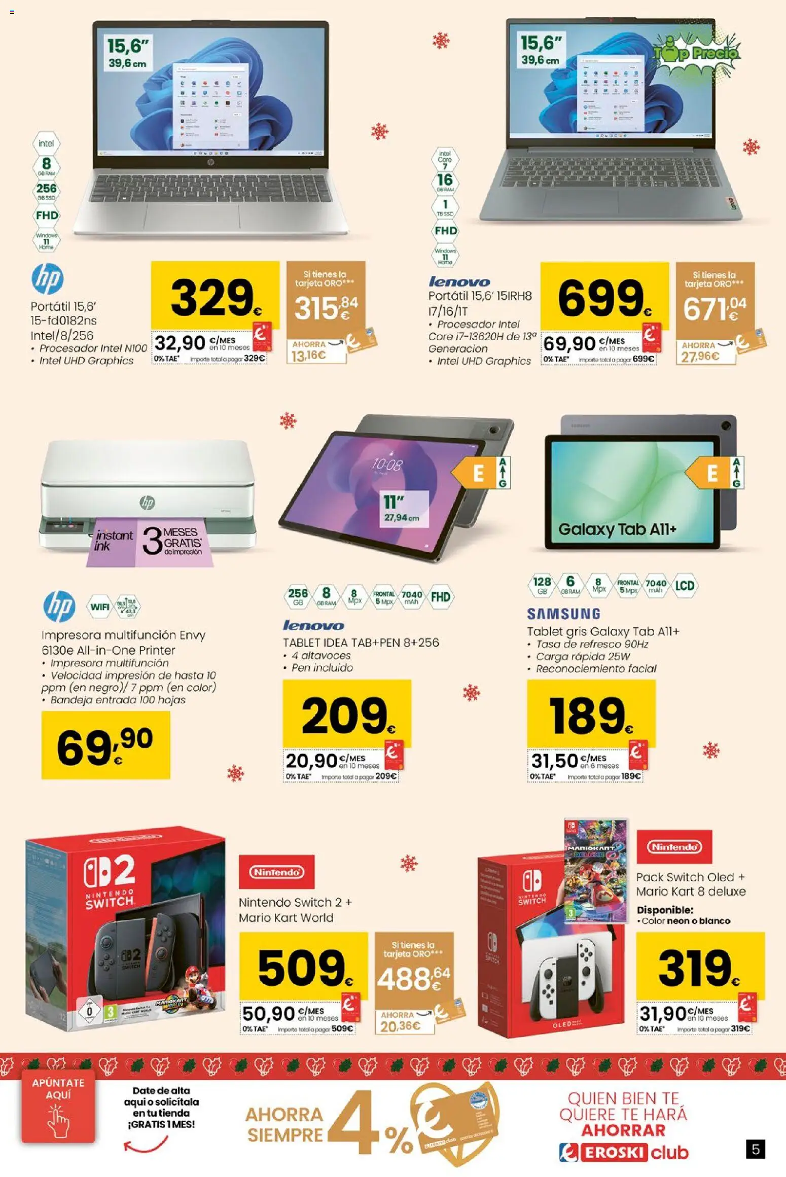 Eroski - Conekta │ válido desde el 18.12.2025 | Página: 5 | Productos: Té, Nintendo, Impresora, Bandeja