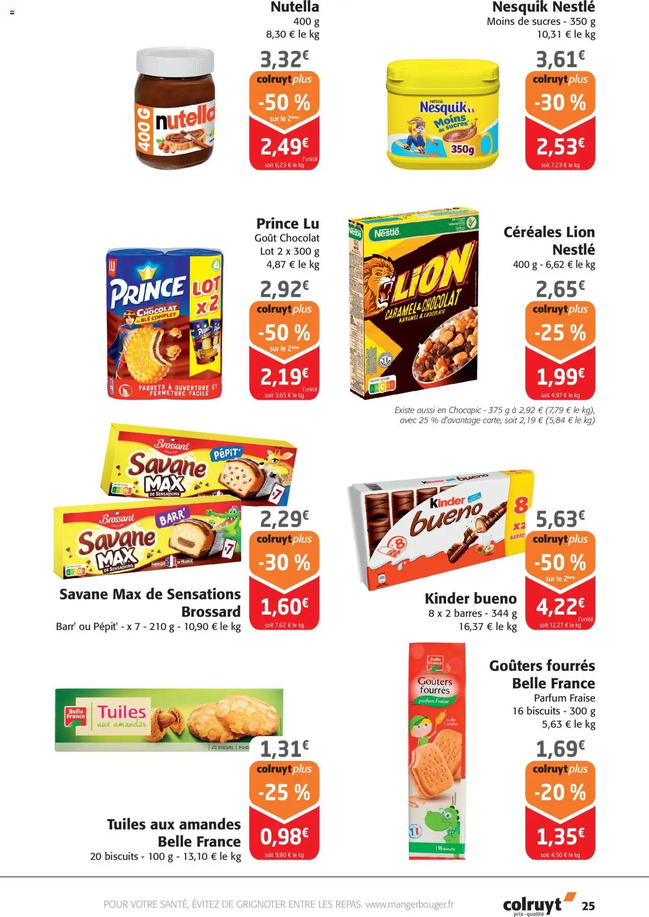  | Page: 25 | Produits: Chocolat, Céréales, Biscuits, Amandes