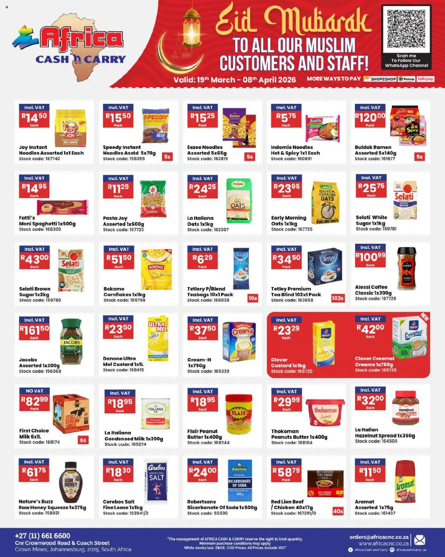 New Africa Cash & Carry catalogue – valid from 19.03.2026 | Page: 19 | Products: Bicarbonate of soda, Chicken, Pasta, Aromat