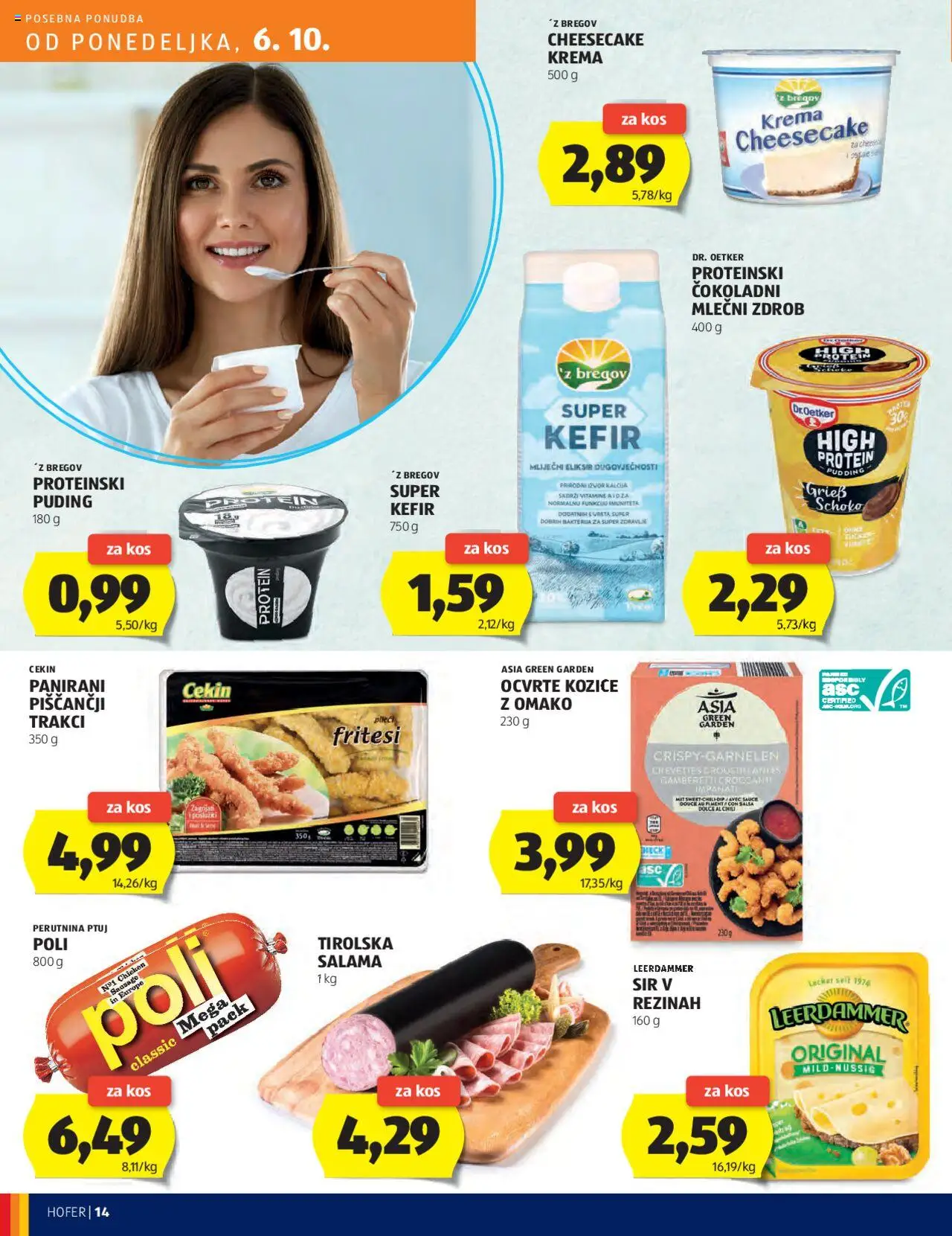 Novi Hofer katalog ponudbe – veljaven od 02.10.2025 | Stran: 14 | Izdelki: Kozice, Zdrob, Krema, Salama