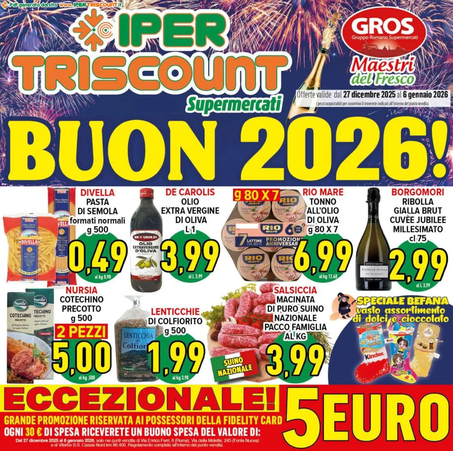 Volantino Ipertriscount del 27.12.2025 | Pagina: 1 | Prodotti: Lenticchie, Suino, Salsiccia, Tonno