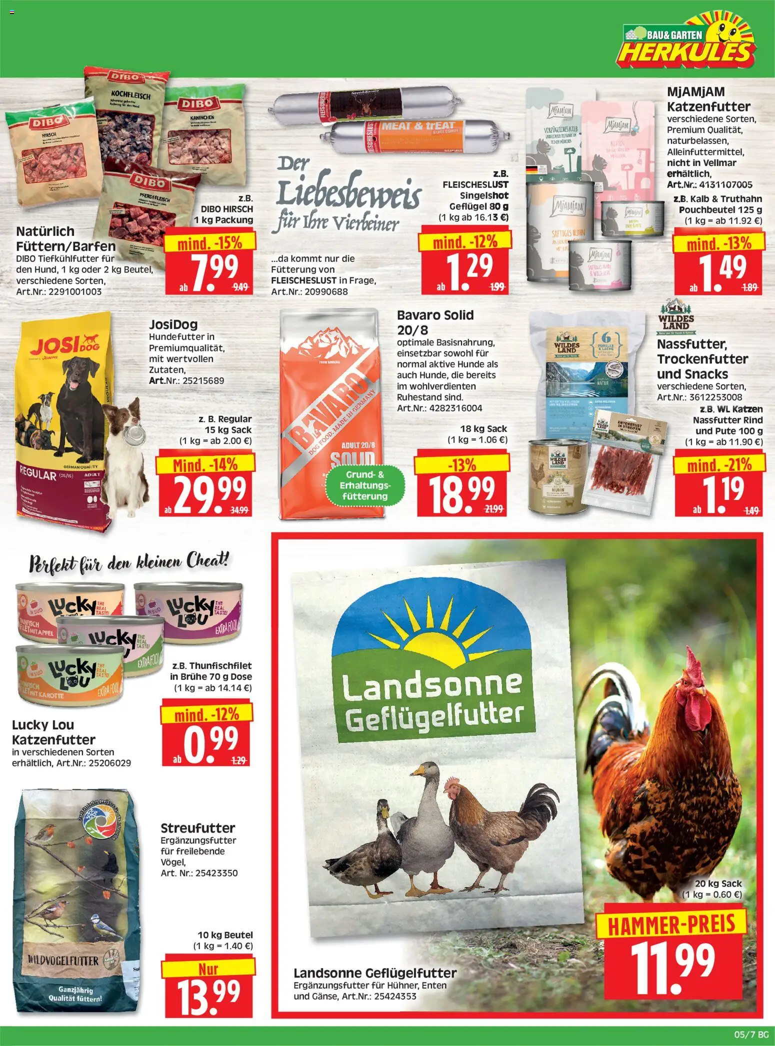 HERKULES Bau & Garten – gültig ab 26.01.2026 | Seite: 7 | Produkte: Katzenfutter, Thunfisch, Kaninchen, Äpfel