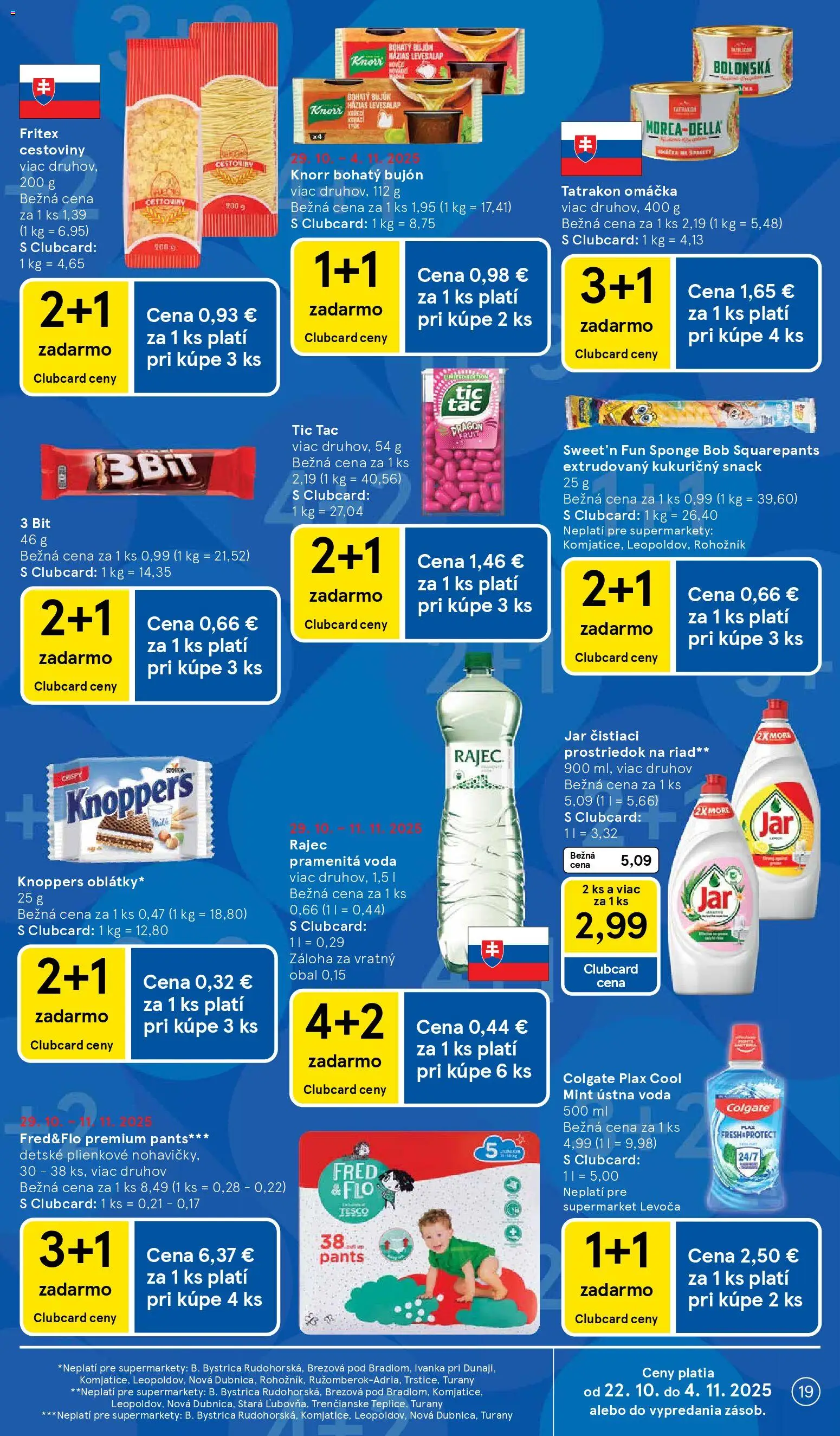 Nové Tesco akcie – leták je platný od 29.10.2025 | Strana: 19 | Produkty: Bujón, Rajec, Ústna voda, Čistiaci prostriedok