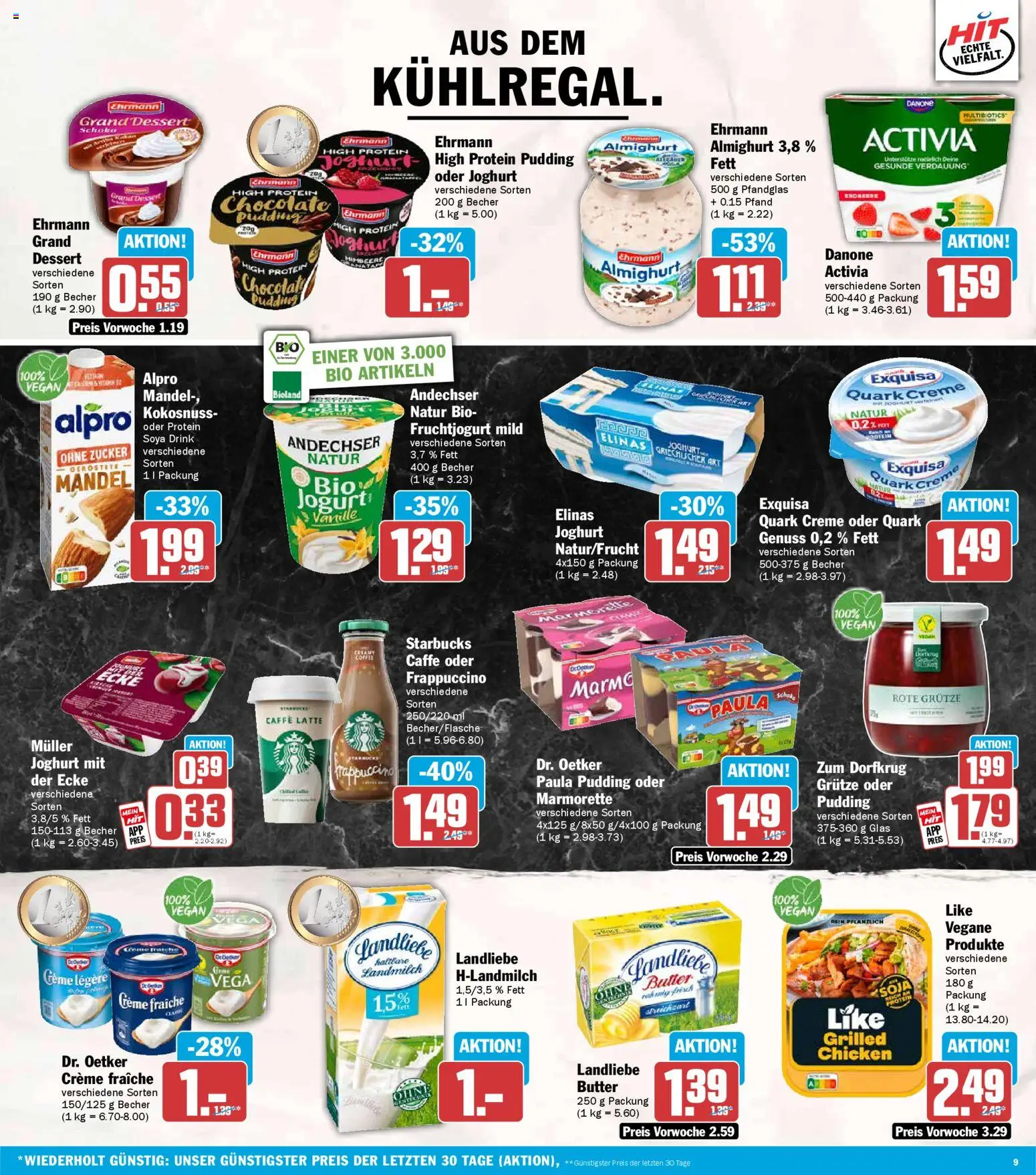 HIT Prospekt 	 – gültig ab 09.03.2026 | Seite: 9 | Produkte: Activia, Butter, Creme, Zucker
