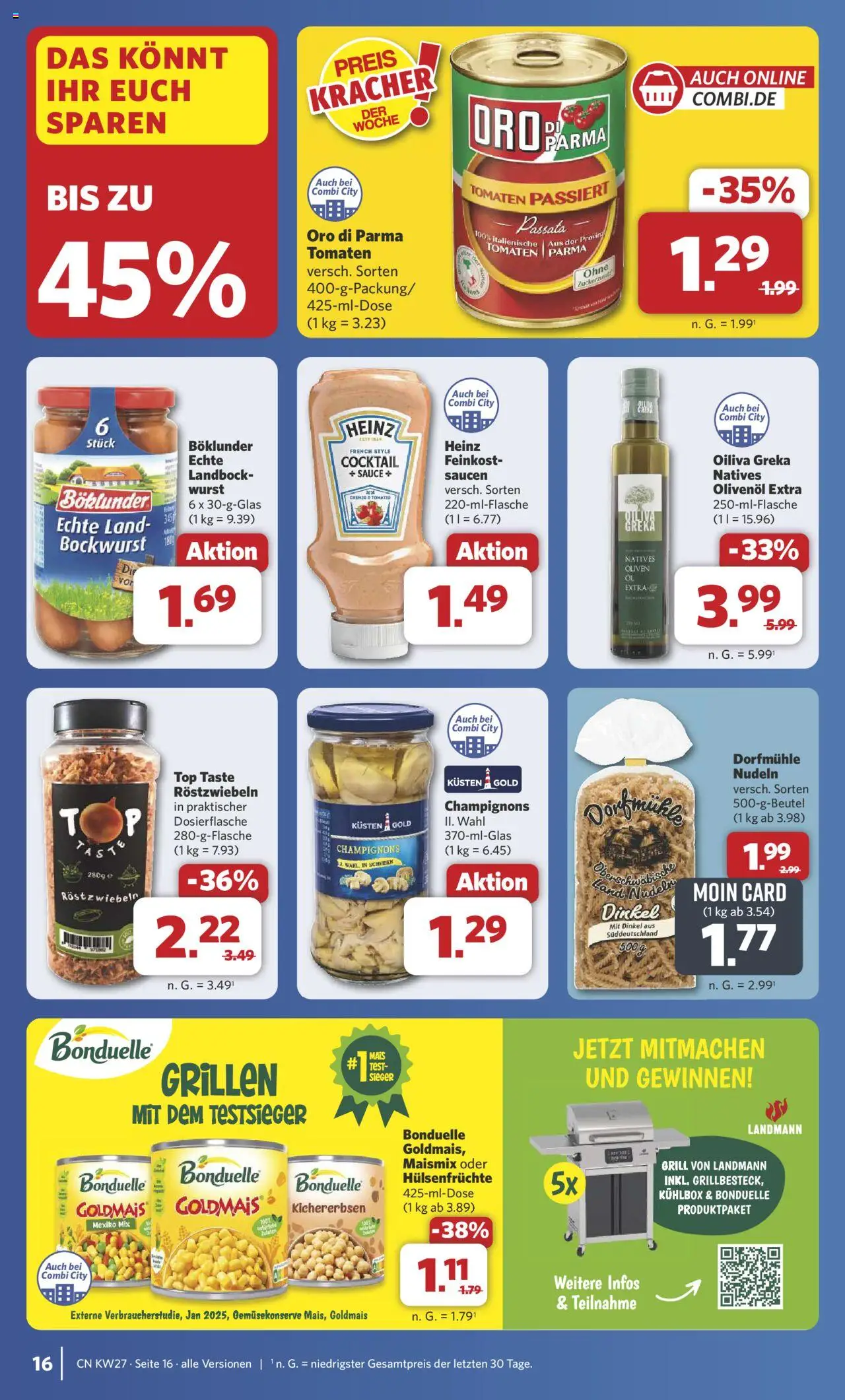 Combi Prospekt 	 - gültig ab dem 30.06.2025 | Seite: 22 | Produkte: Top, Grill, Tomaten, Nudeln