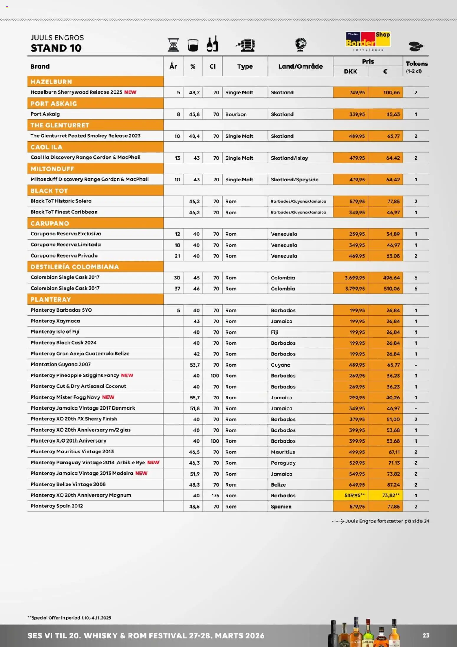Bordershop tilbudsavis – gyldig fra 30.10.2025 | Side: 23 | Produkter: Bourbon, Whisky, Rom
