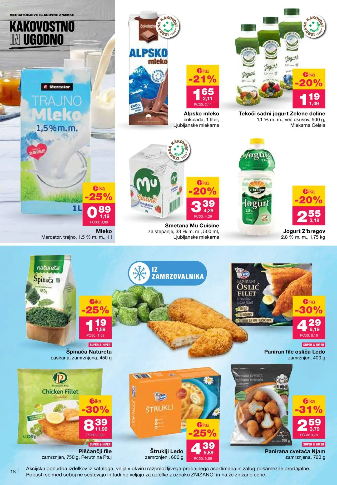 Novi Mercator katalog ponudbe – veljaven od 02.10.2025 | Stran: 18 | Izdelki: Štruklji, Oslič, Mleko, Smetana