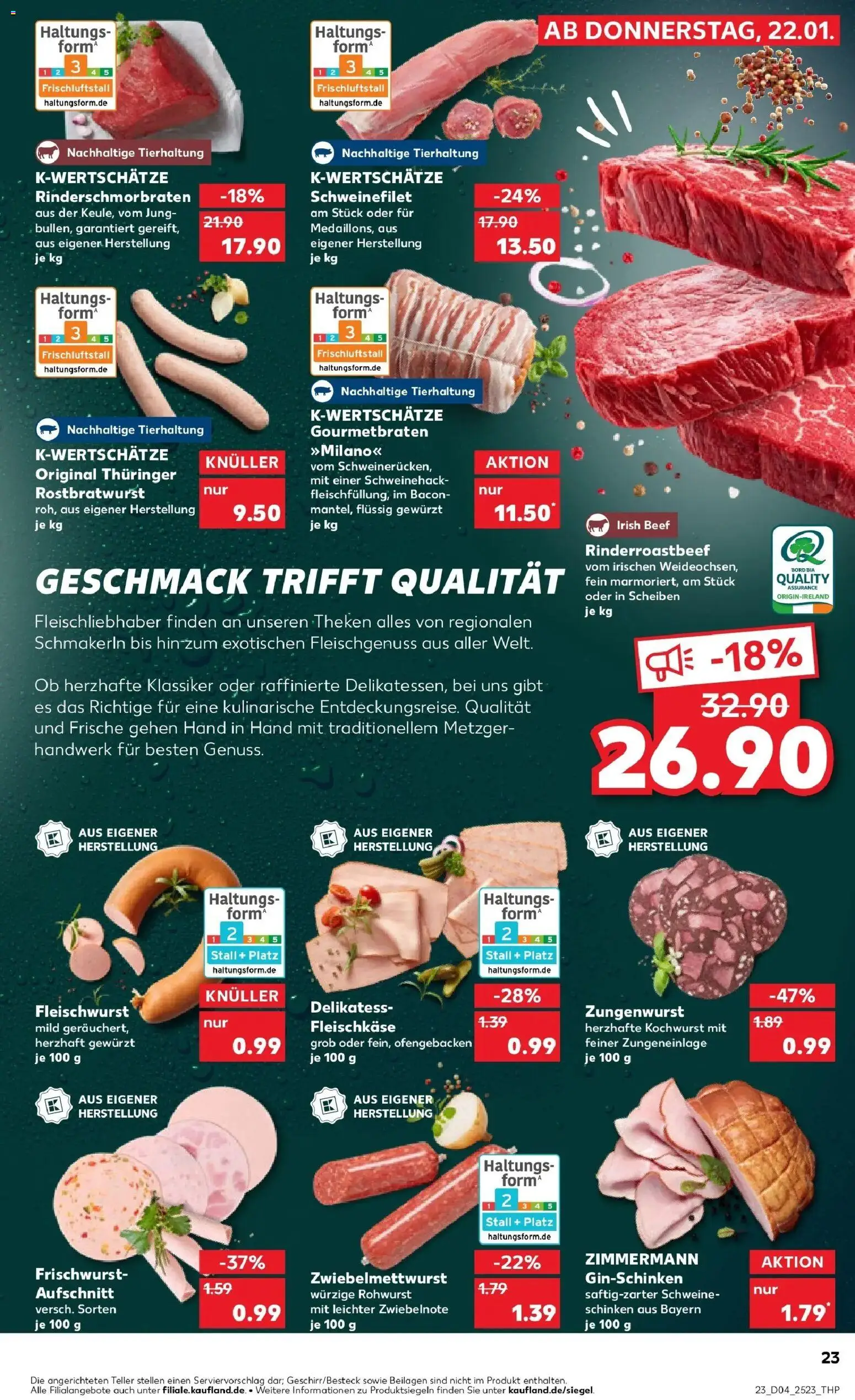 Kaufland prospekt Oppenheim	 – gültig ab 25.01.2026 | Seite: 23 | Produkte: Schweinefilet, Schinken
