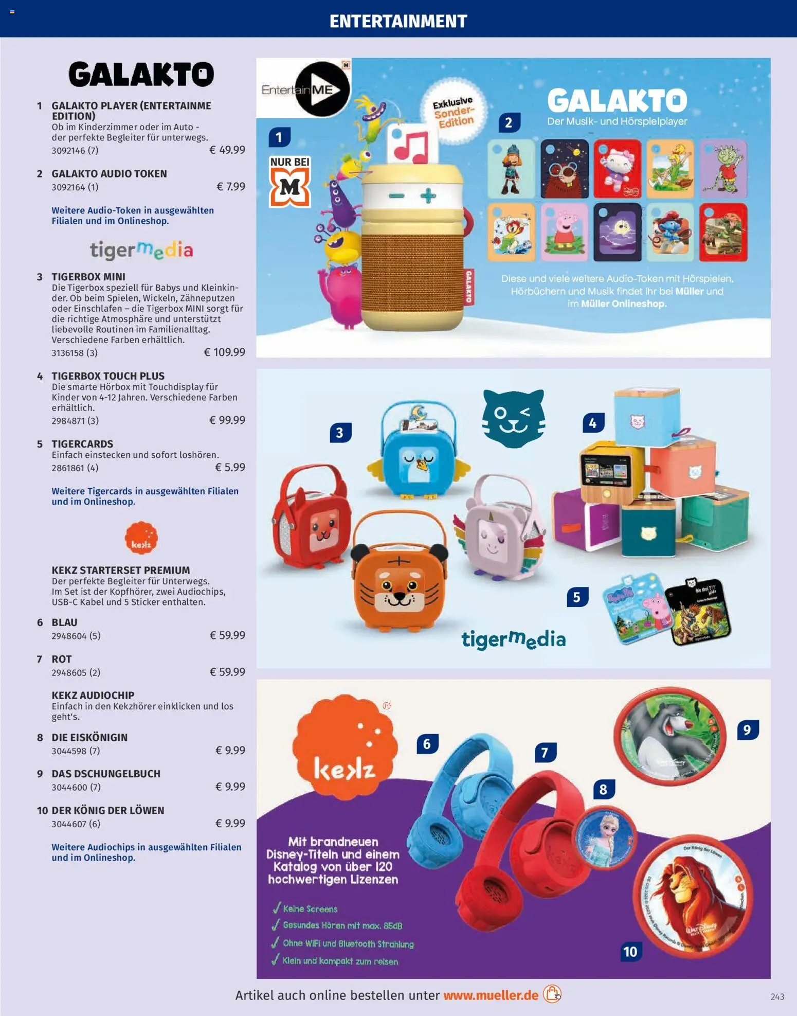 Müller Spielwarenkatalog – gültig ab 27.10.2025 | Seite: 243 | Produkte: Kabel, Audio, Player