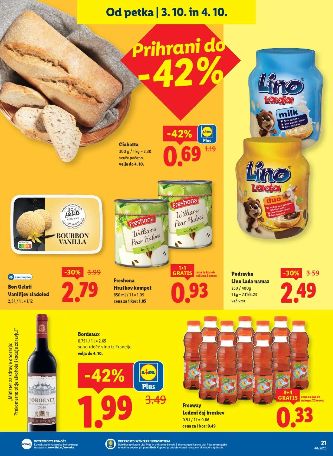 Novi Lidl katalog ponudbe – veljaven od 02.10.2025 | Stran: 43 | Izdelki: Namaz, Kos, Ledeni čaj, Ciabatta