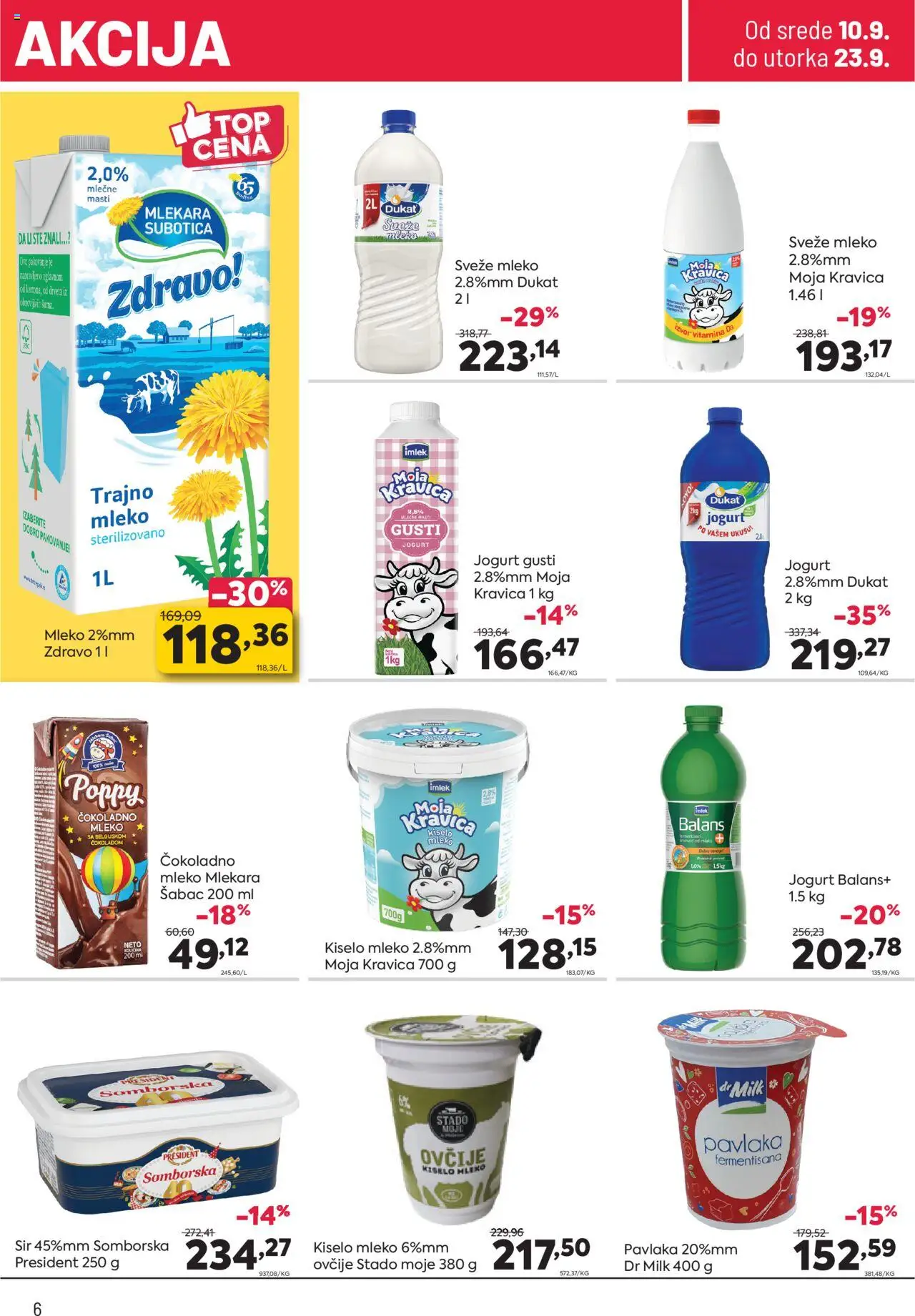 PerSu katalog - važi od 10.09.2025 | Strana: 6 | Proizvode: Sveže mleko, Pakovanje, Sir, Pavlaka