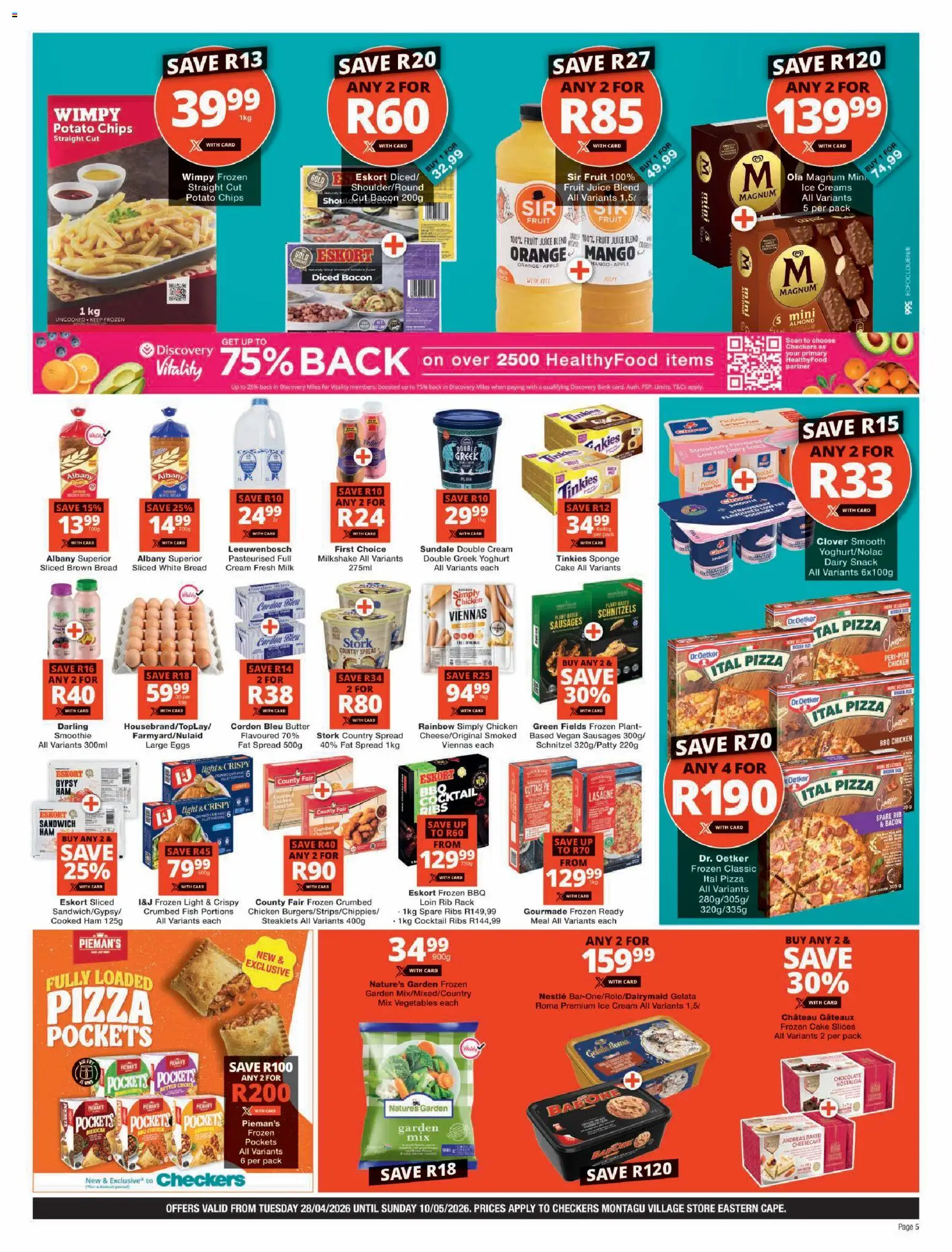 New Checkers catalogue – valid from 28.04.2026 | Page: 5 | Products: Light, Bread, Ice cream, Mango