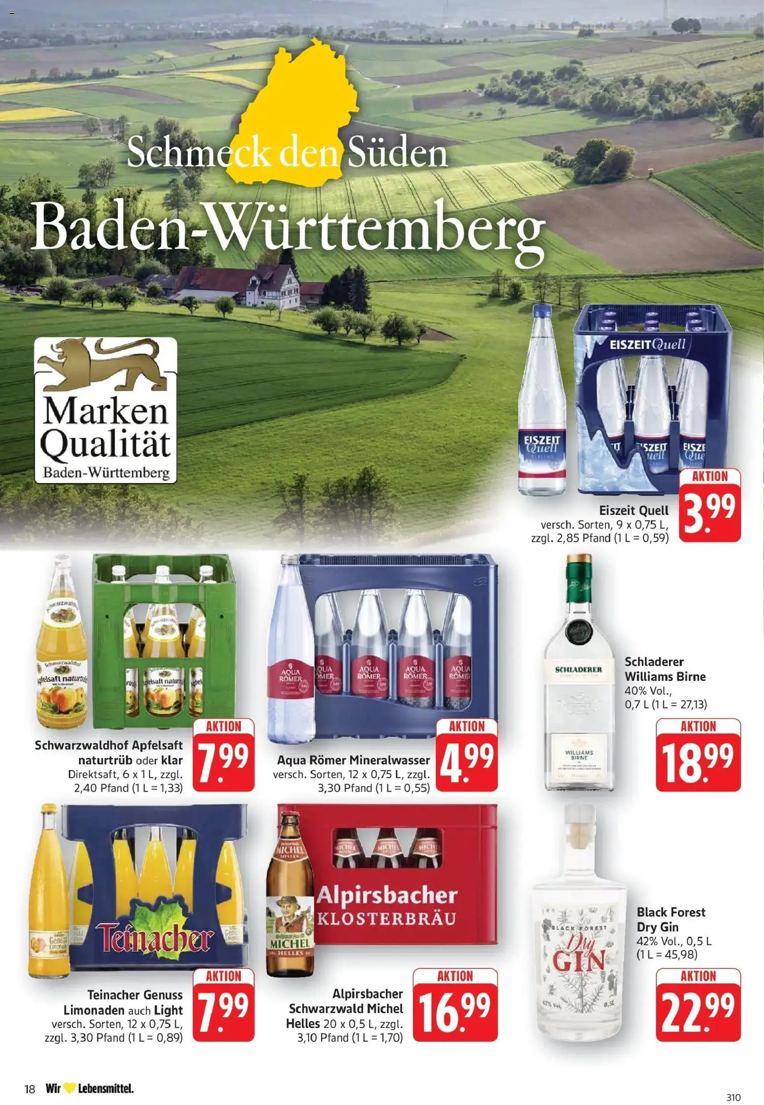 Angebote – gültig ab 16.03.2026 | Seite: 18 | Produkte: Apfelsaft, Mineralwasser, Birne, Gin