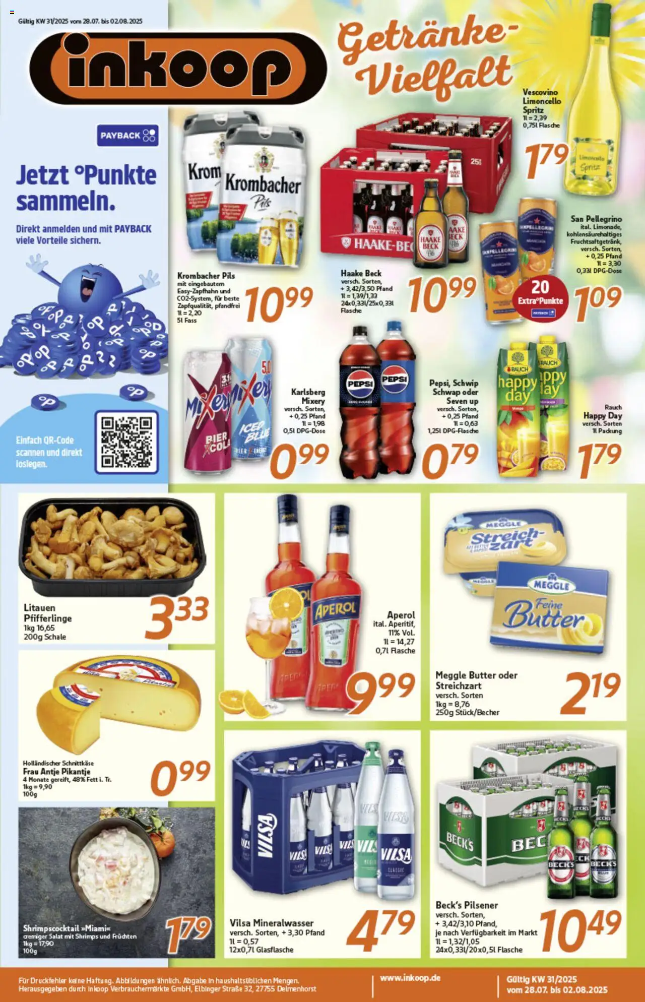 Inkoop Prospekt 	 - gültig ab dem 28.07.2025 | Seite: 1 | Produkte: Pils, Mineralwasser, Krombacher, Salat