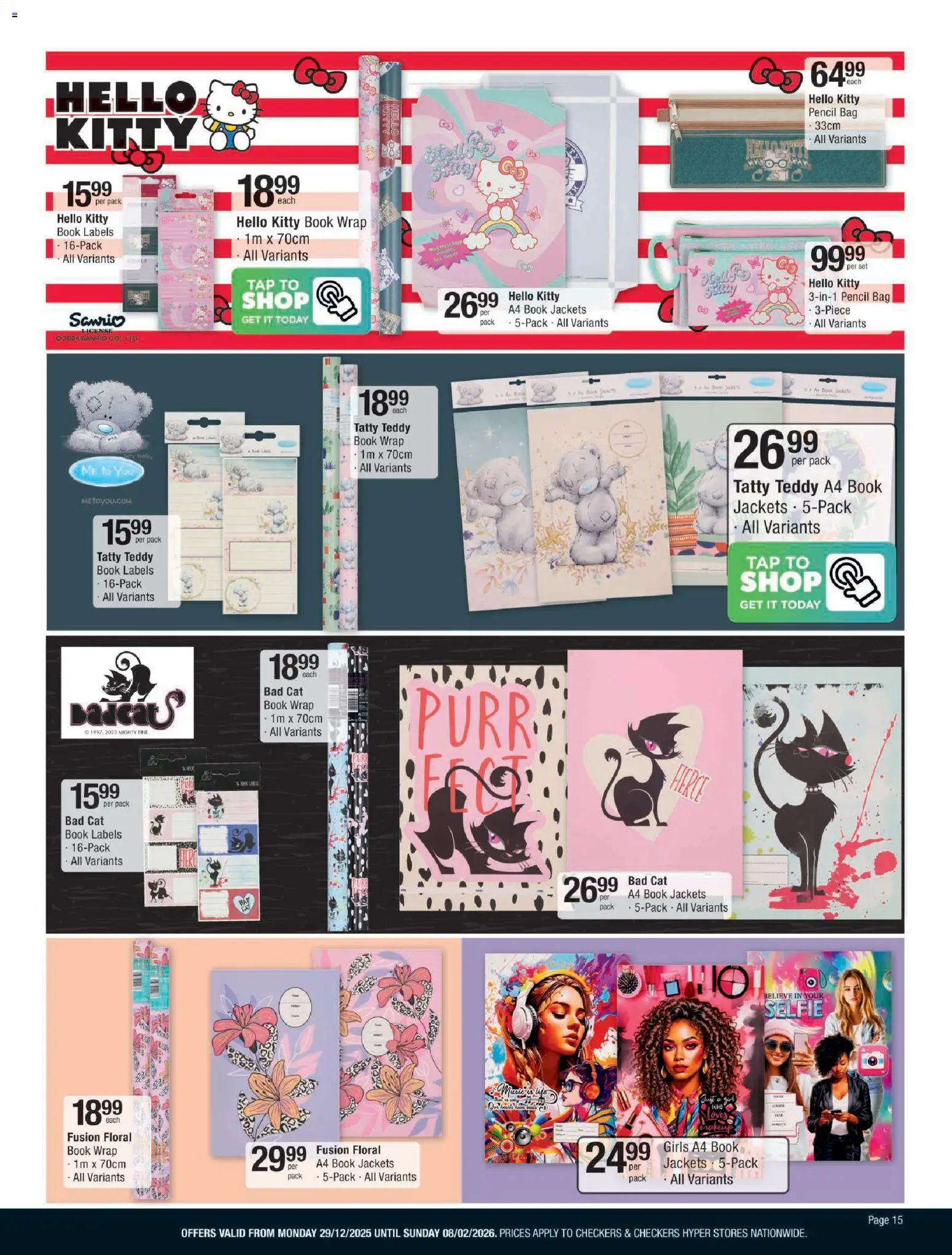 New Checkers catalogue – valid from 29.12.2025 | Page: 15 | Products: Pencil, Jackets, Bag, Tap