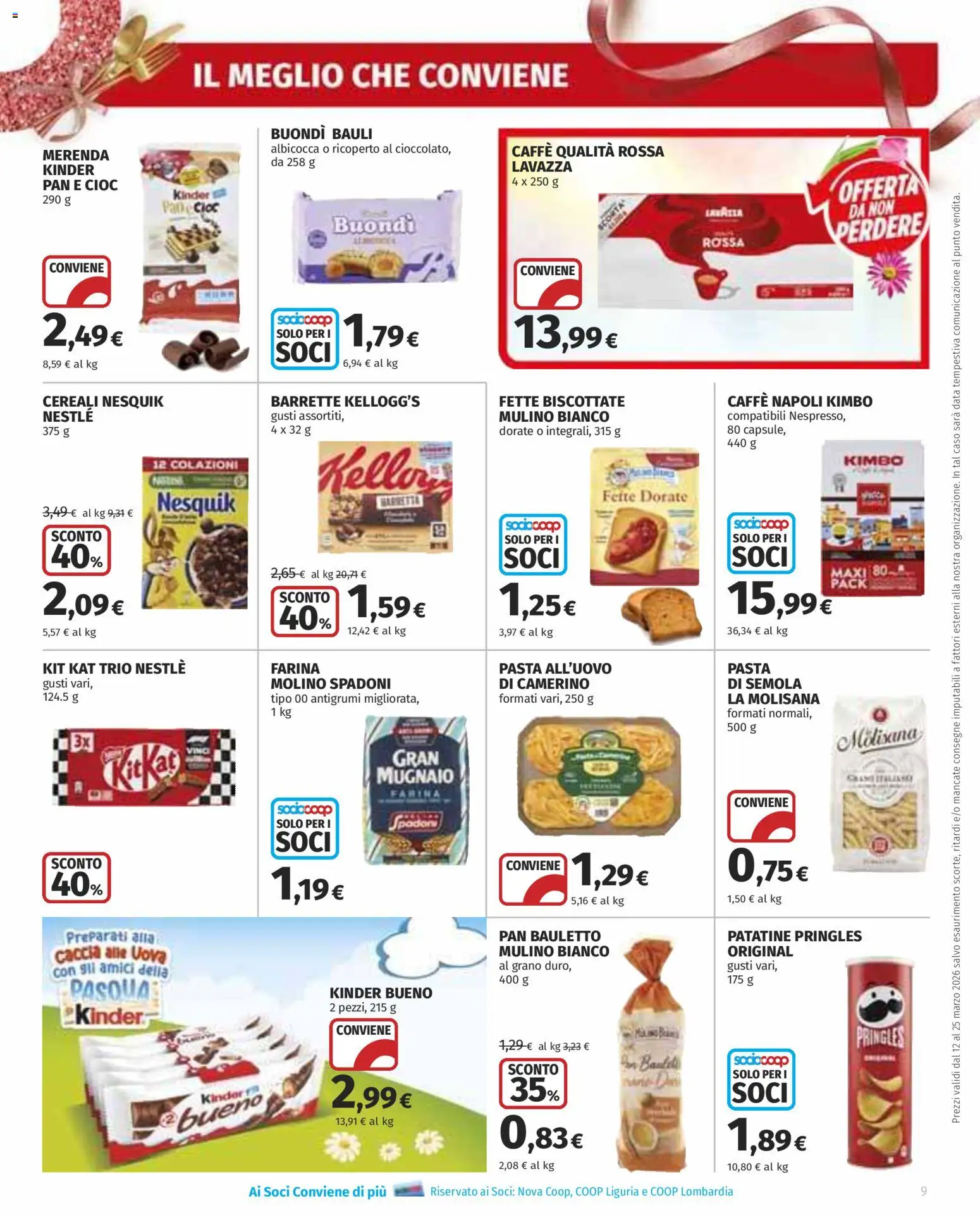 Volantino Ipercoop del 12.03.2026 | Pagina: 9 | Prodotti: Uova, Caffè, Pasta, Data