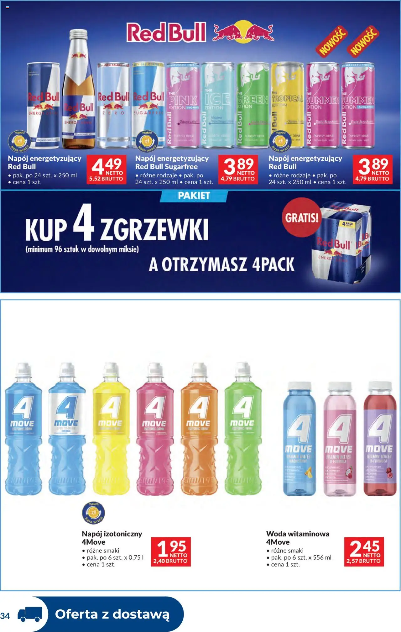 Makro Gazetka - Dystrybucja do sklepów od 14.10.2025 | Strona: 34 | Produkty: Red bull, Woda, Owoce