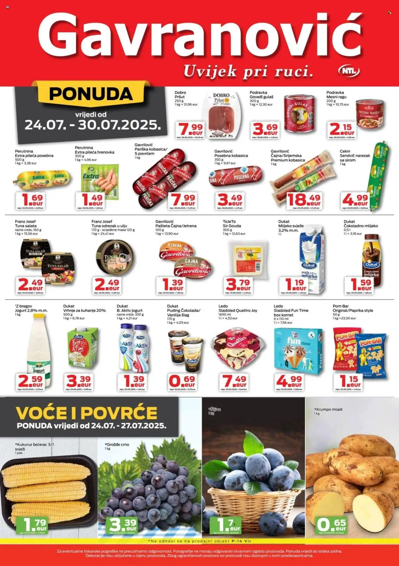 Gavranović katalog | vrijedi od 24.07.2025 | Stranica: 2 | Proizvodi: Jogurt, Sladoled, Pašteta, Tuna