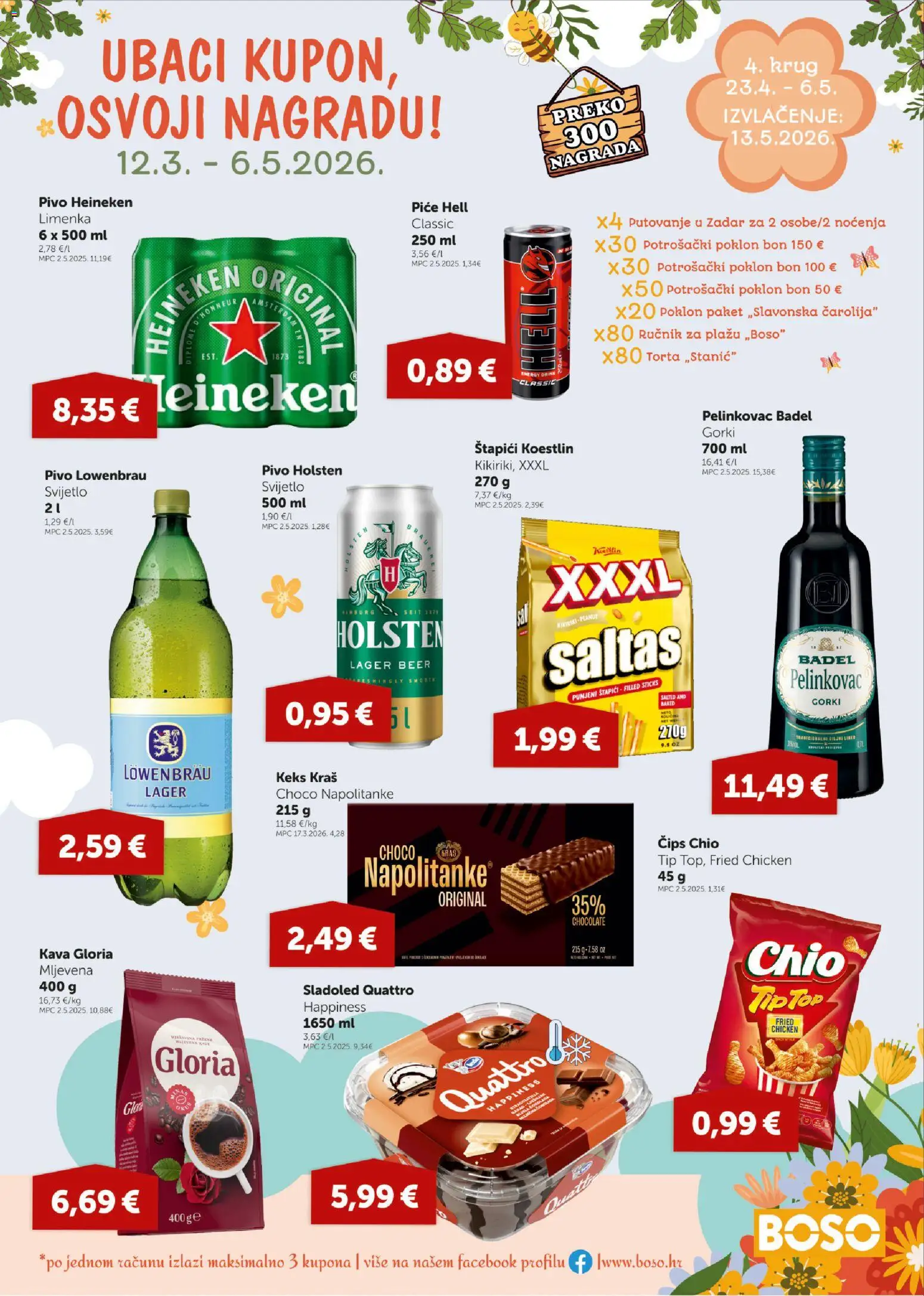 Boso katalog | vrijedi od 23.04.2026 | Stranica: 14 | Proizvodi: Pelinkovac, Kava, Heineken, Napolitanke