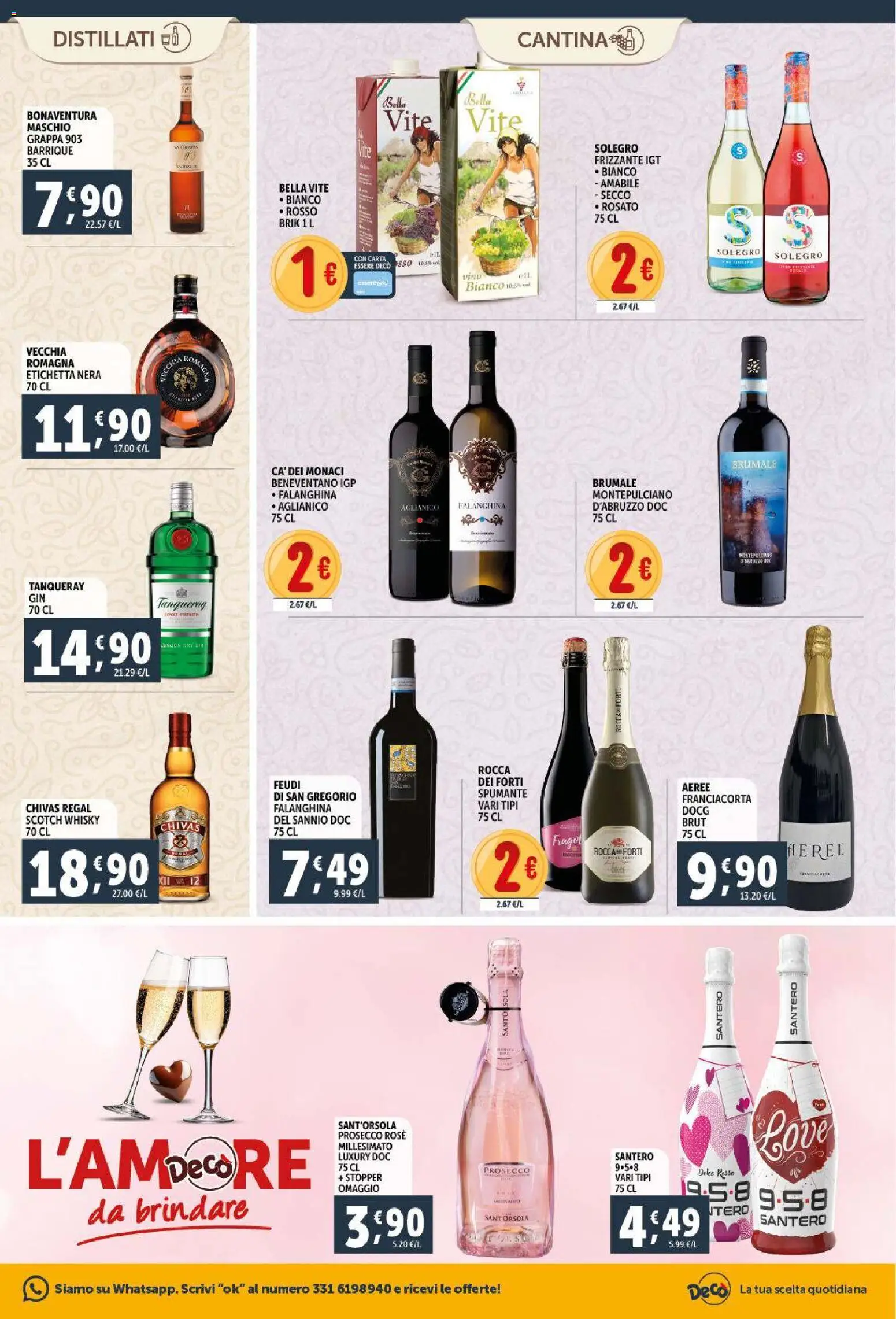 Volantino Decò del 11.02.2026 | Pagina: 17 | Prodotti: Prosecco, Whisky, Spumante, Grappa