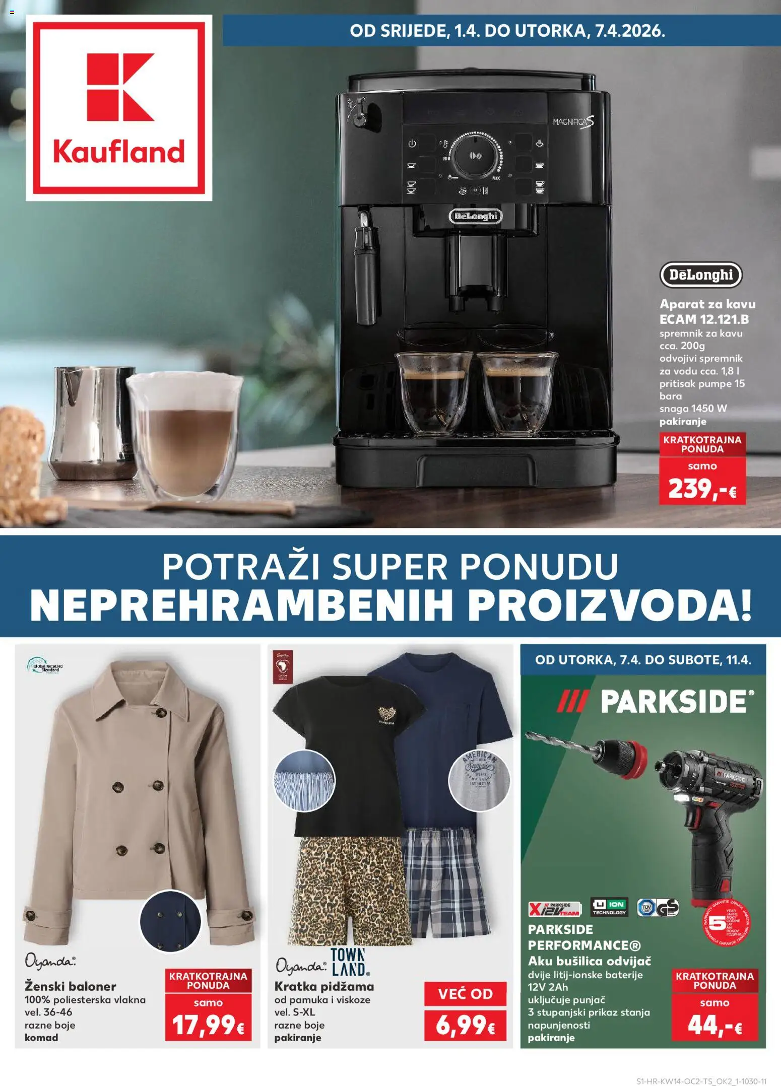 Kaufland katalog | vrijedi od 01.04.2026 | Stranica: 1 | Proizvodi: Baterije, Bušilica, Odvijač, Parkside