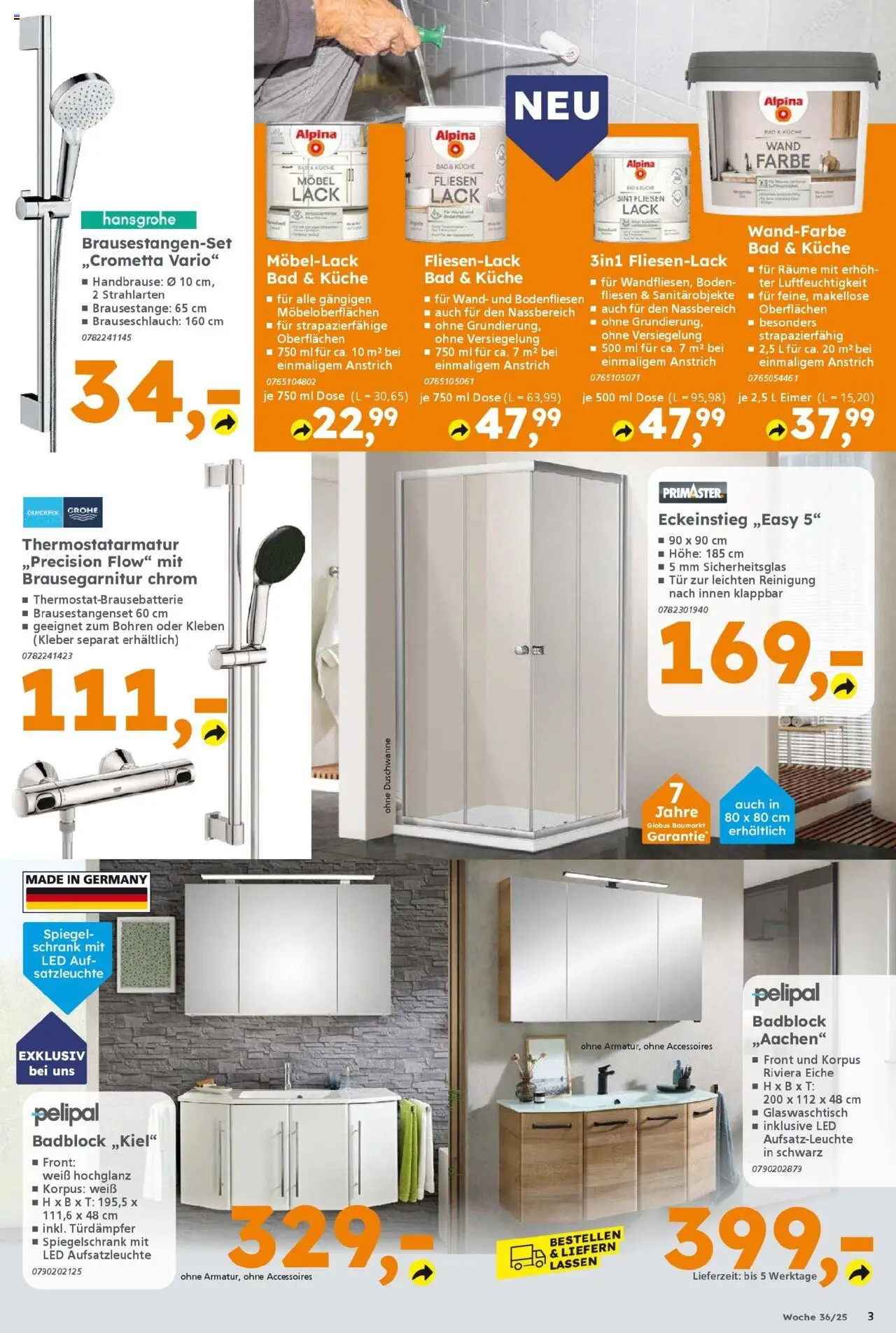 Globus Baumarkt prospekt Peine	 – gültig ab 31.08.2025 | Seite: 3 | Produkte: Schrank, Bad, Spiegel, Tür