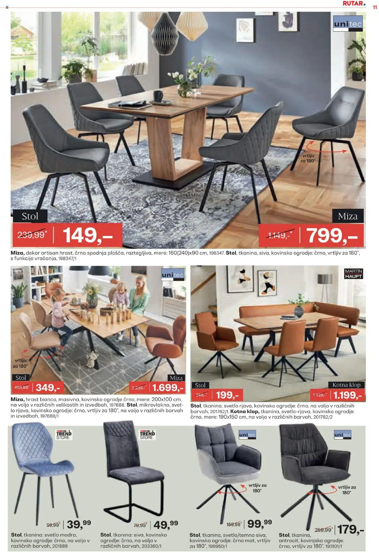 Rutar katalog │ velja od 06.08.2025 | Stran: 11 | Izdelki: Miza, Stol