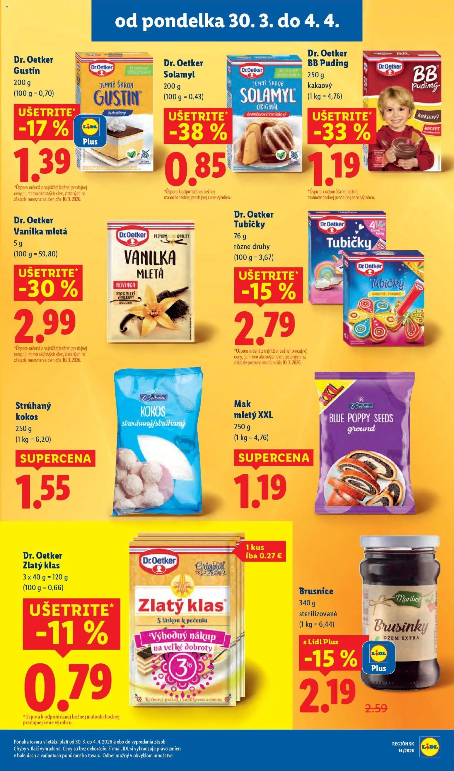 Nové Lidl akcie – leták je platný od 30.03.2026 | Strana: 47 | Produkty: Zlatý klas, Puding, Mak