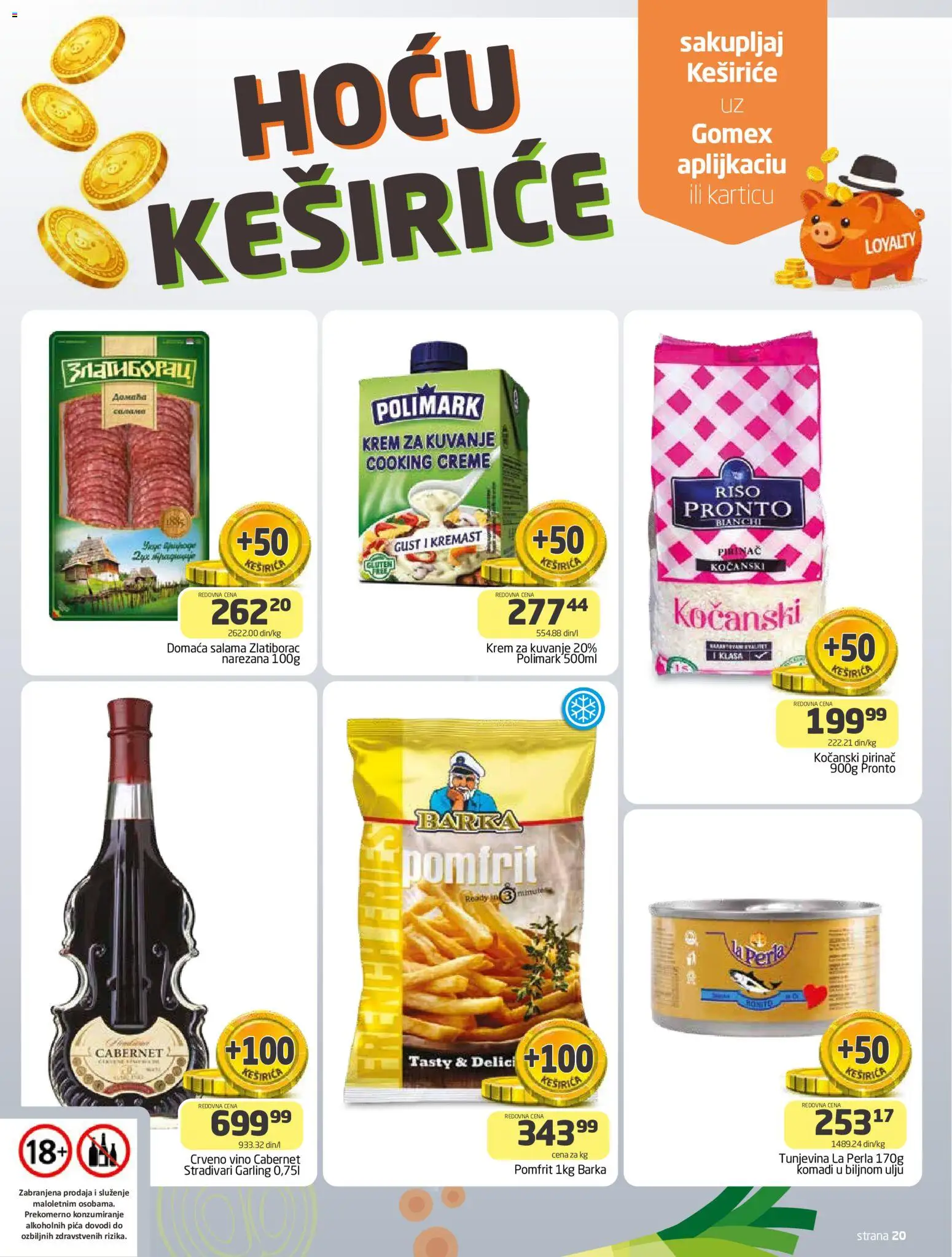 Gomex katalog - važi od 29.04.2026 | Strana: 1 | Proizvode: Crveno vino, Pomfrit, Salama, Pica
