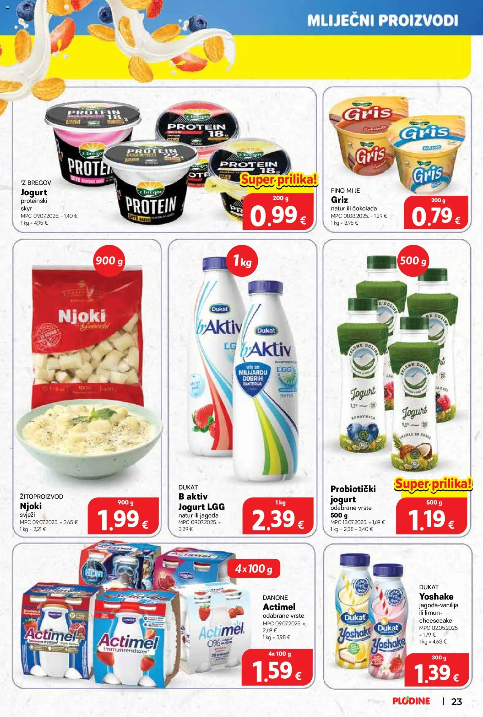 Plodine katalog | vrijedi od 29.10.2025 | Stranica: 23 | Proizvodi: Griz, Jogurt, Njoki, Limun