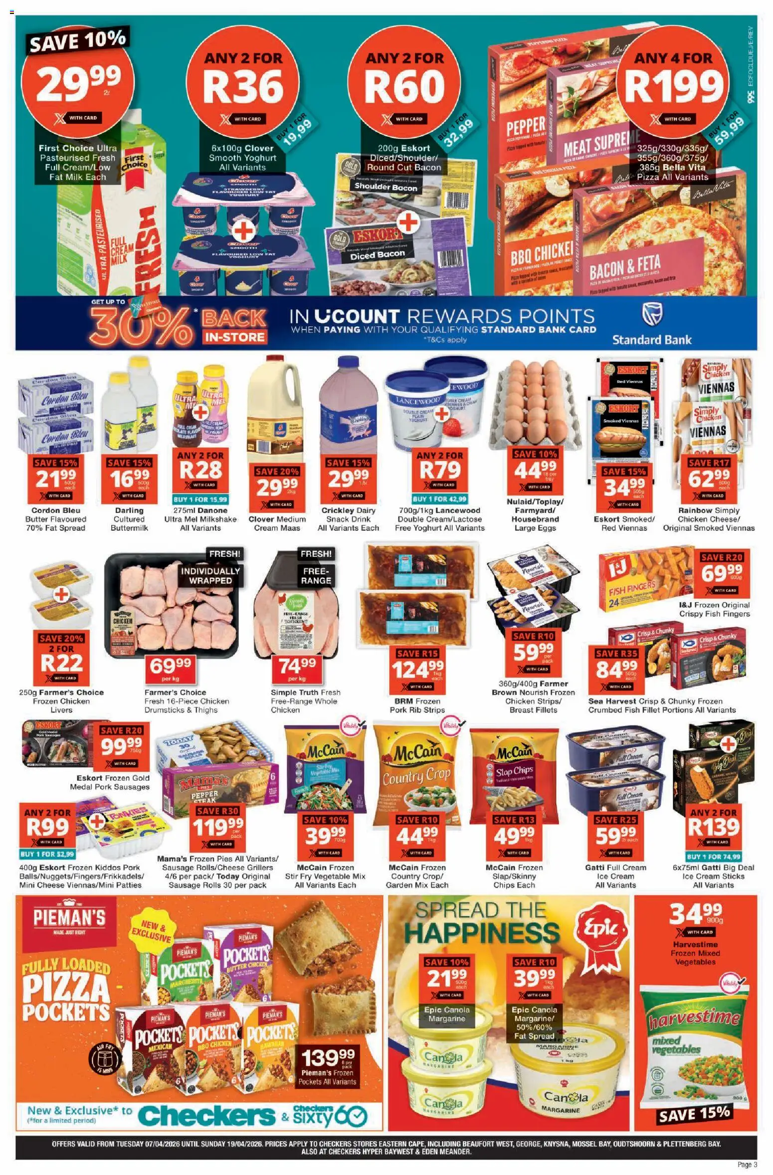 New Checkers catalogue – valid from 07.04.2026 | Page: 3 | Products: Yoghurt, Fish, Pepper, Sausage