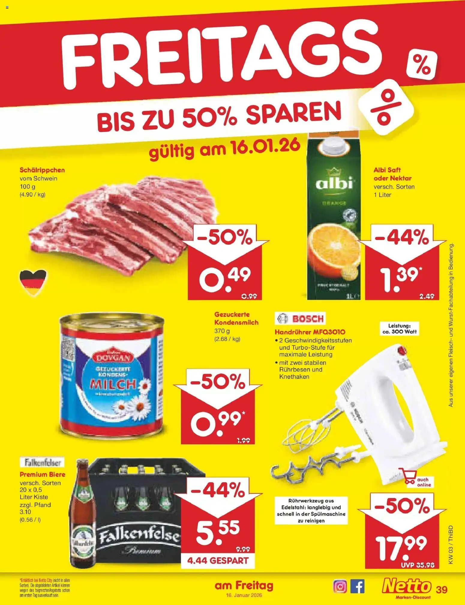 Netto Marken-Discount prospekt Thiendorf	 – gültig ab 12.01.2026 | Seite: 53 | Produkte: Rührbesen, Milch, Saft, Fleisch