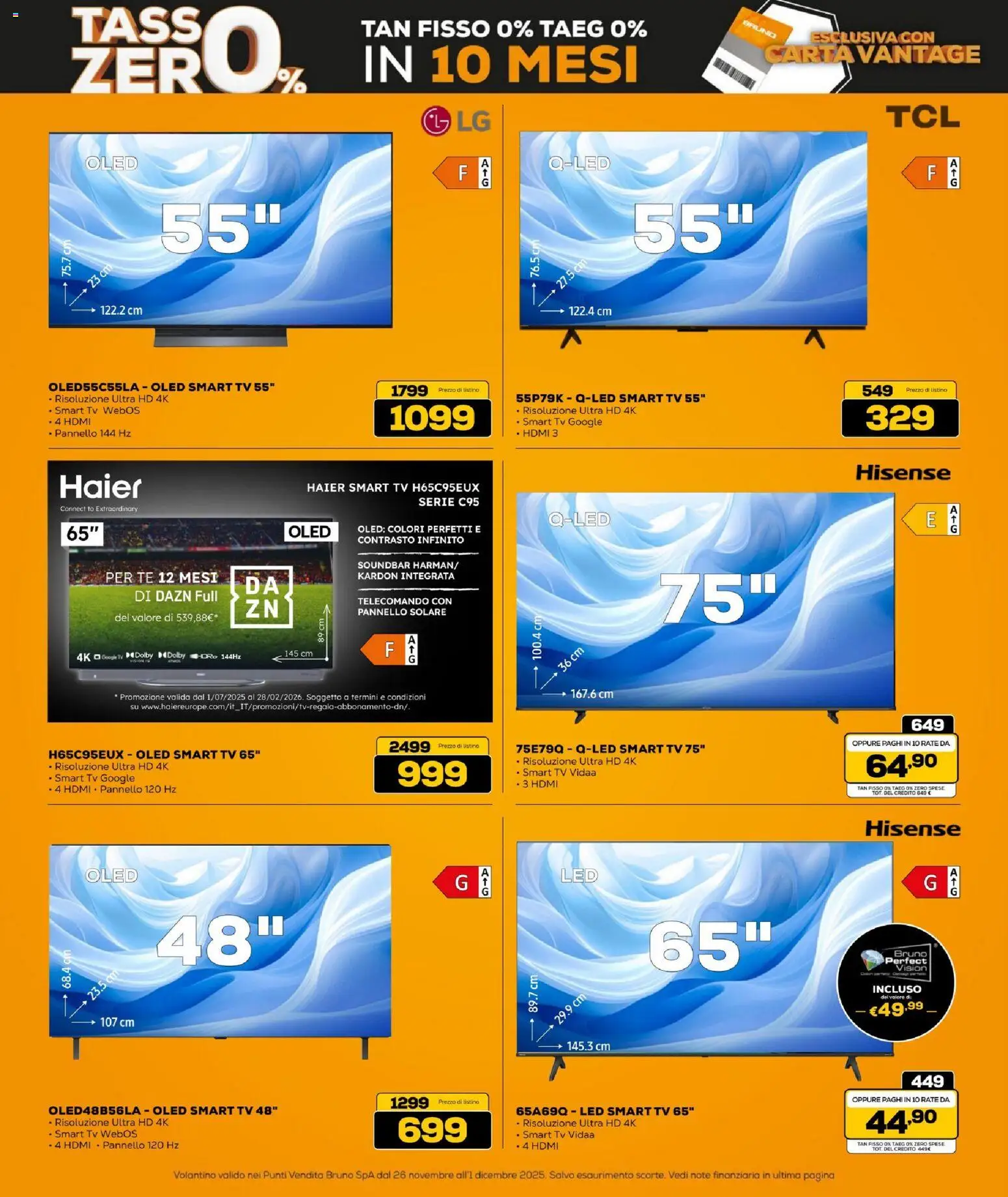 Volantino BRUNO del 26.11.2025 | Pagina: 23 | Prodotti: Telecomando, Tè, smart TV, TV