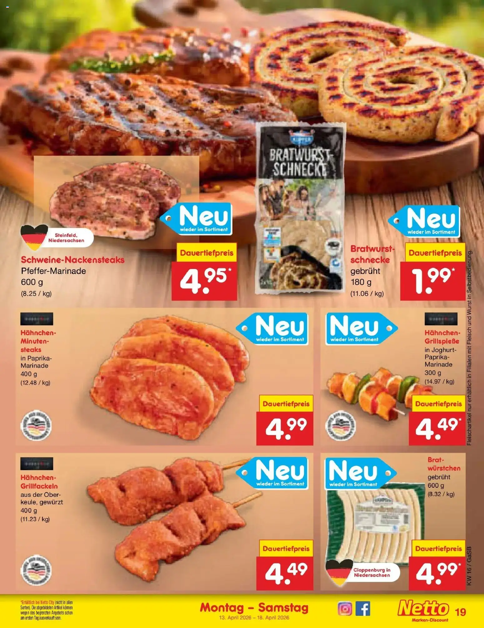 Netto Marken-Discount Prospekt Bremen-Lesum	 – gültig ab 13.04.2026 | Seite: 23 | Produkte: Hahnchen, Bratwurst, Paprika, Wurst