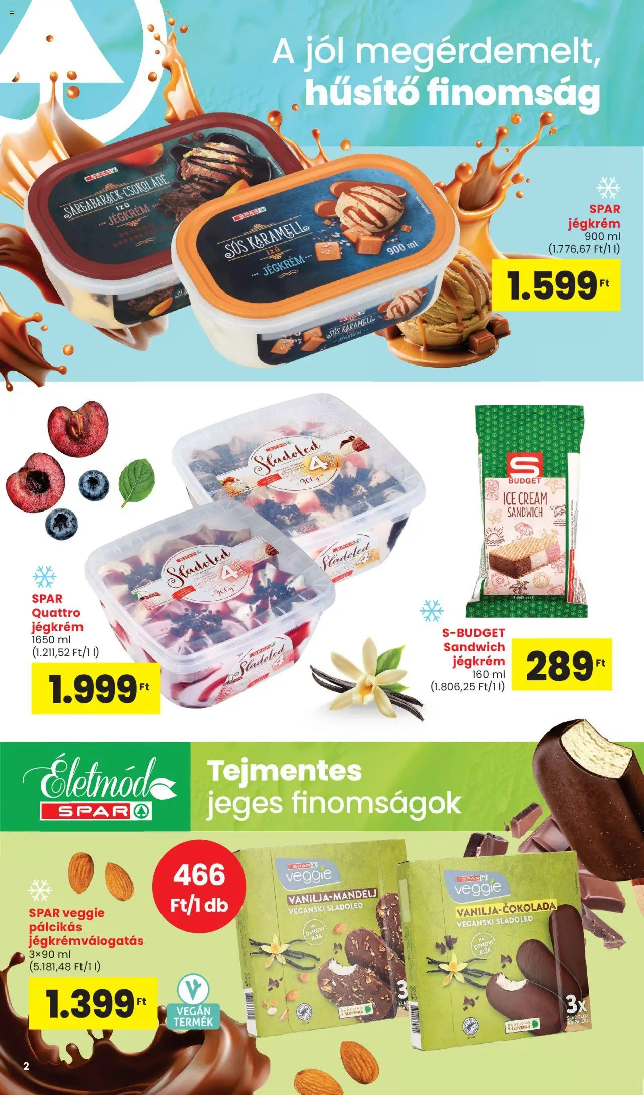 Interspar akciós ujság - amely érvényes a következő dátumtól: 15.05.2025 | Oldal: 2 | Termékek: Vegán, Brownie, Jégkrém