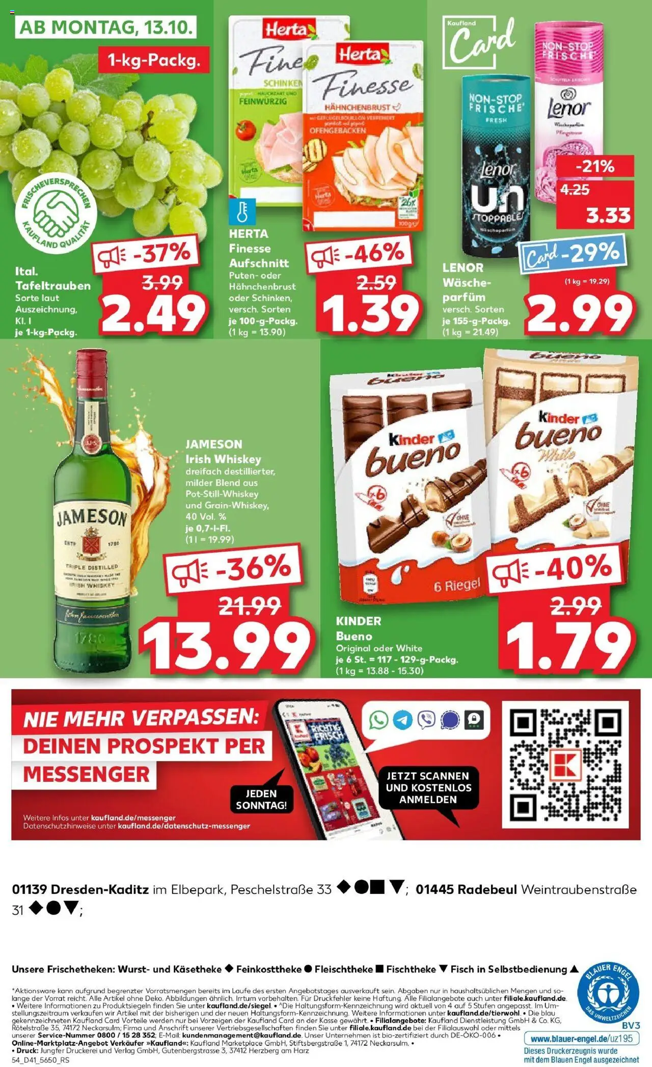 Kaufland prospekt Radebeul	 – gültig ab 09.10.2025 | Seite: 54 | Produkte: Lenor, Parfüm, Wurst, Hahnchenbrust