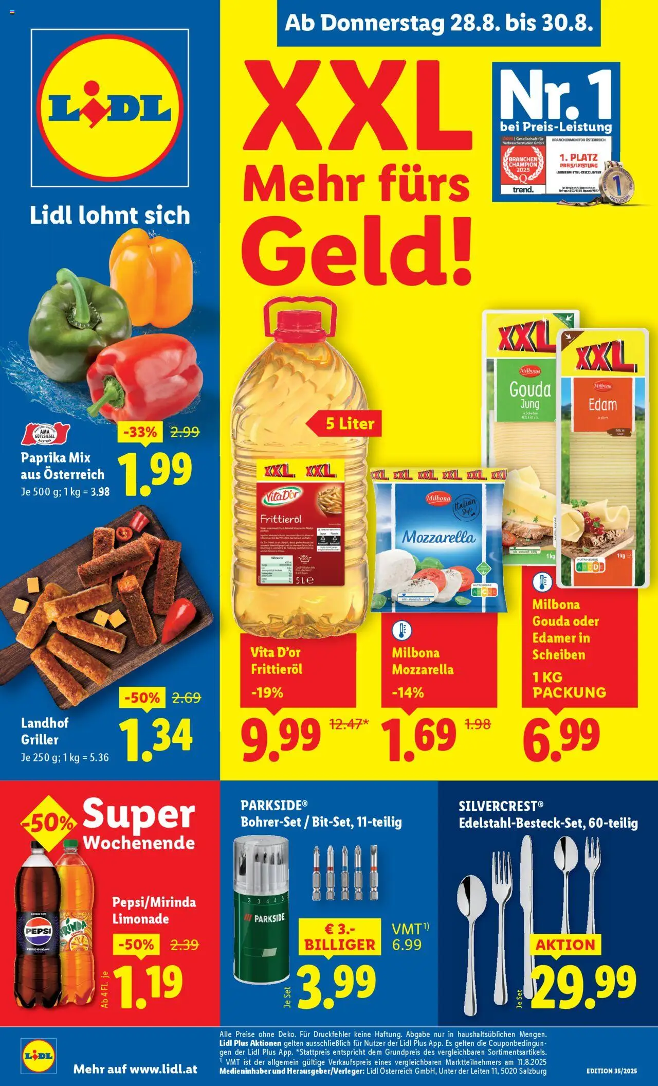 Lidl Flugblatt - Eisenstadt, Ebenfurth, Mattersburg gültig ab 28.08.2025 | Seite: 1 | Produkte: Huile à frire