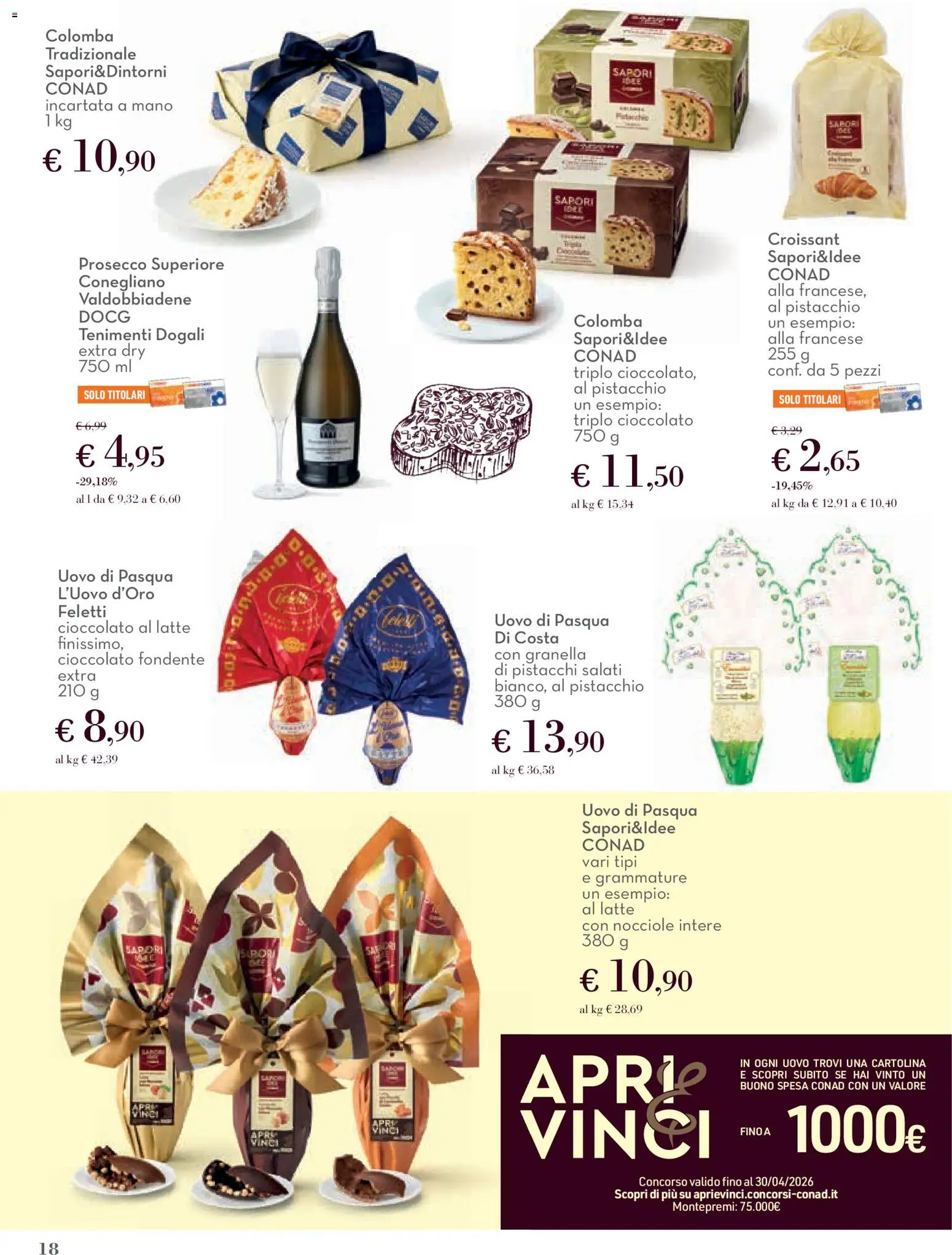 Volantino Conad del 12.03.2026 | Pagina: 18 | Prodotti: Latte, Uovo di pasqua, Croissant, Pistacchi